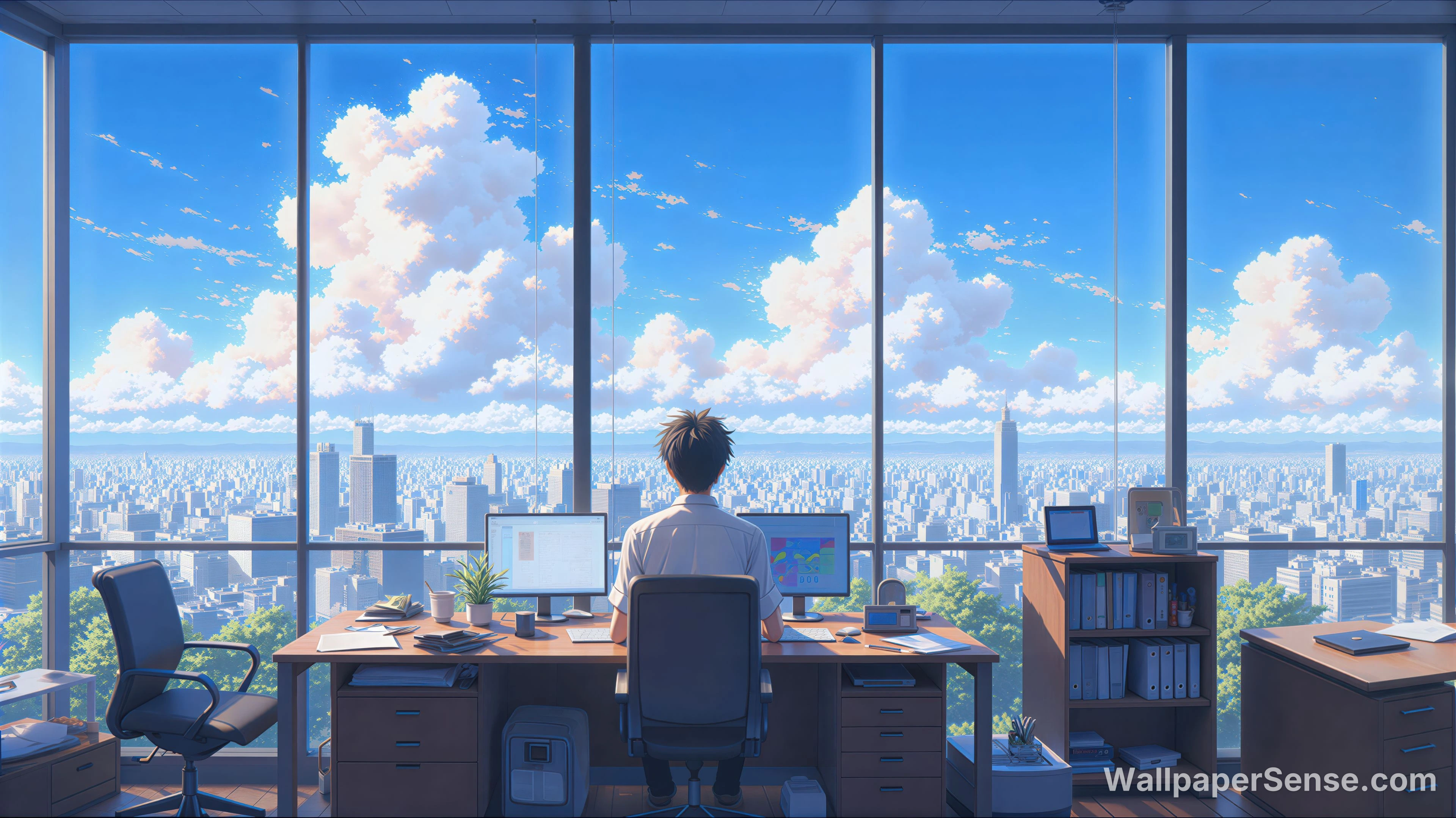 动漫办公城市景观 8K 超高清桌面壁纸 - Premium wallpaper in 8000x4496 resolution
