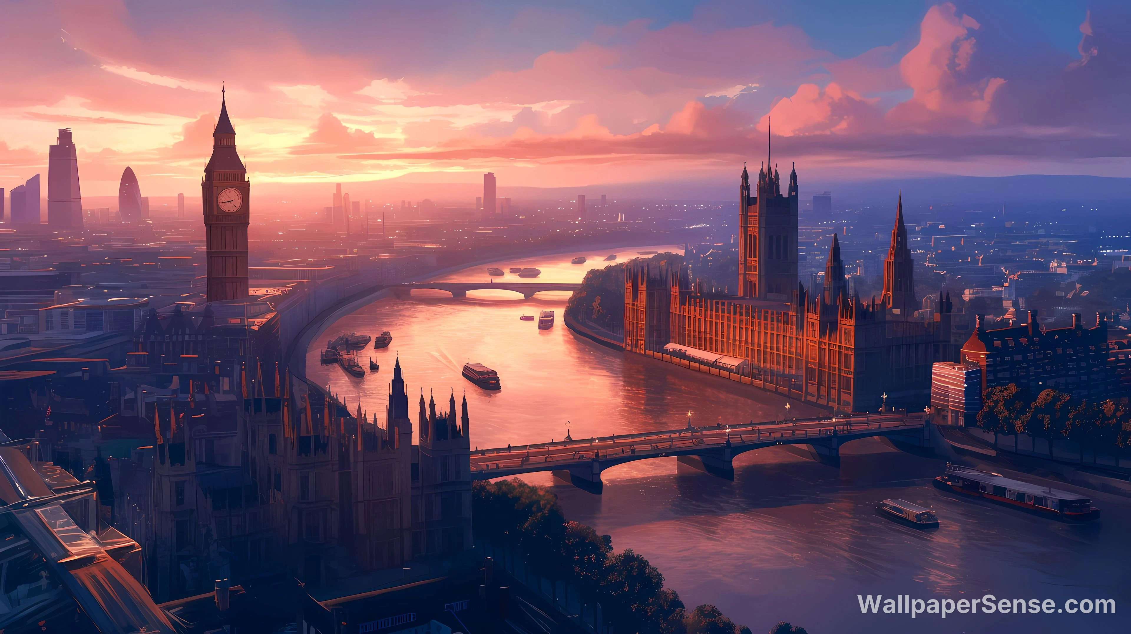 ロンドン日没スカイライン 4K デスクトップ壁紙 - Free wallpaper in 5824x3264 resolution