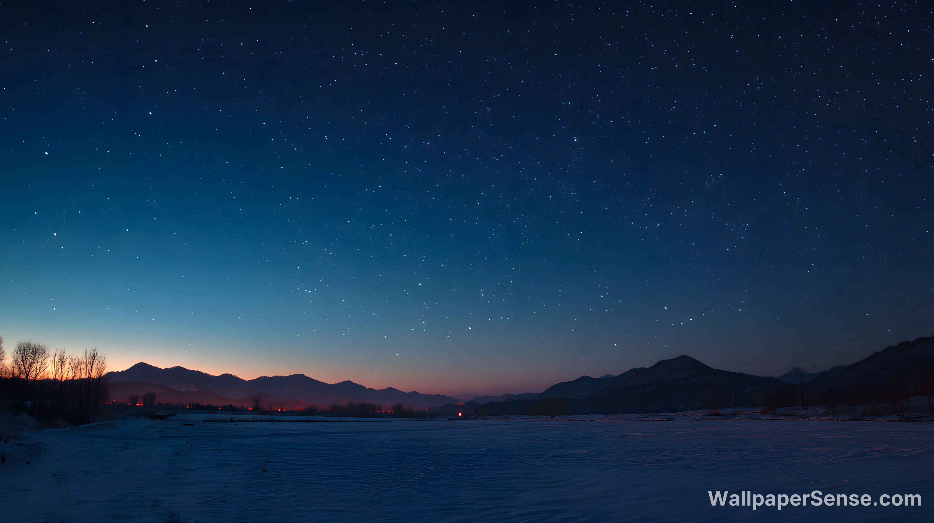 日式冬夜星空 4K 桌面壁紙