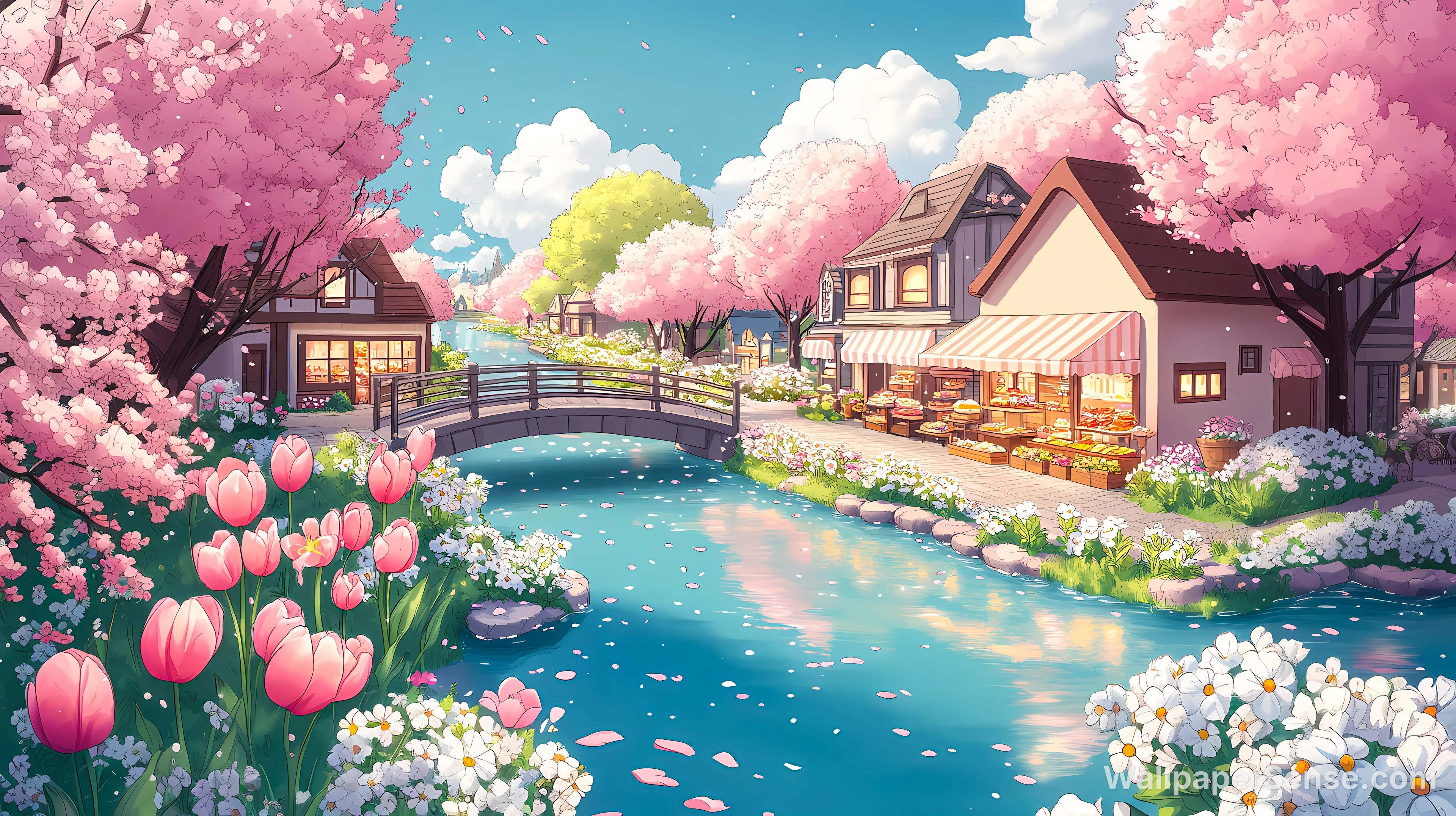 Japonská vesnice s výhonky 4K 8K Ultra HD sbírka pozadí - Japonská vesnice s výhonky 4K stěnový obrázek