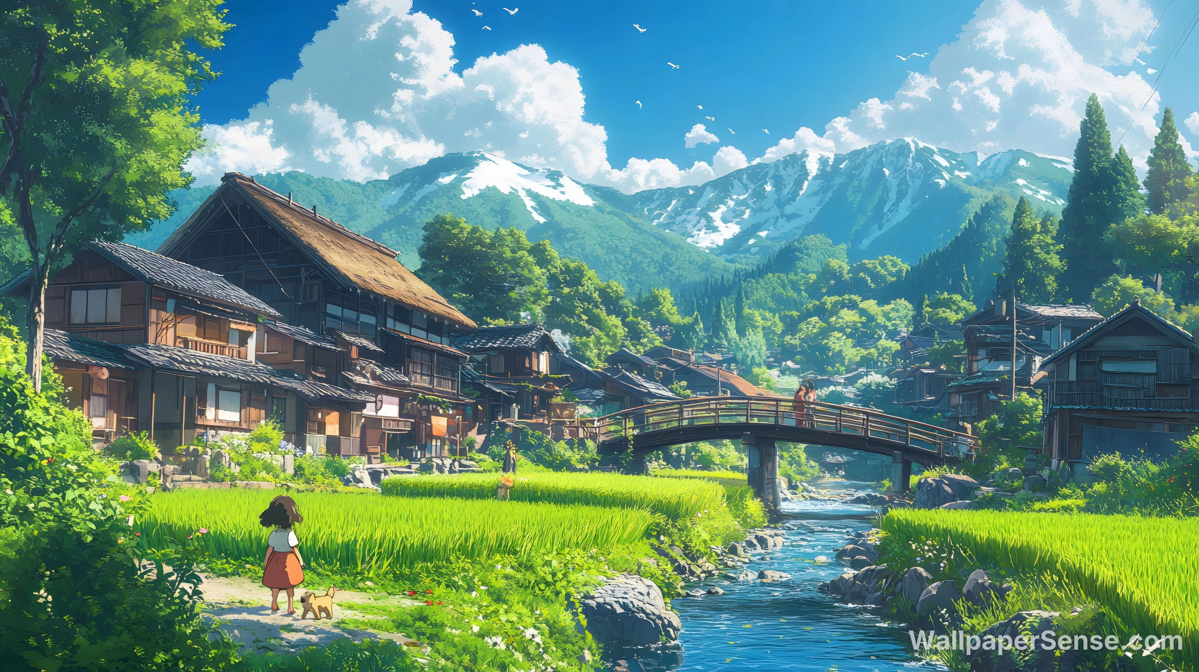 Japonský venkovský motiv 8K Ultra HD pozadí pro plochu
