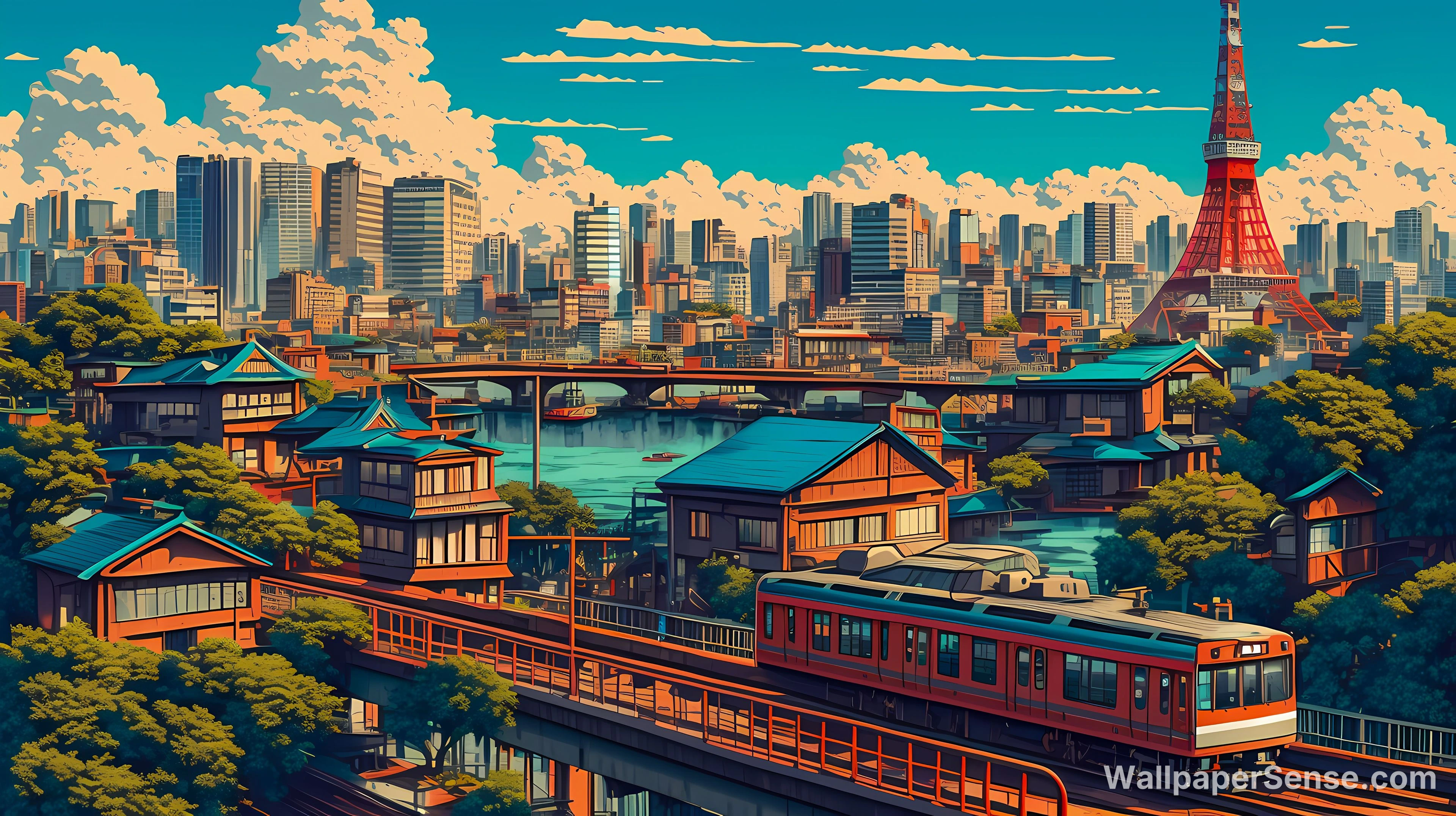Japonský městský výhled Tokio 4K a 8K Ultra HD sbírka pozadí - Japonský výhled na Tokio 4K stolní pozadí
