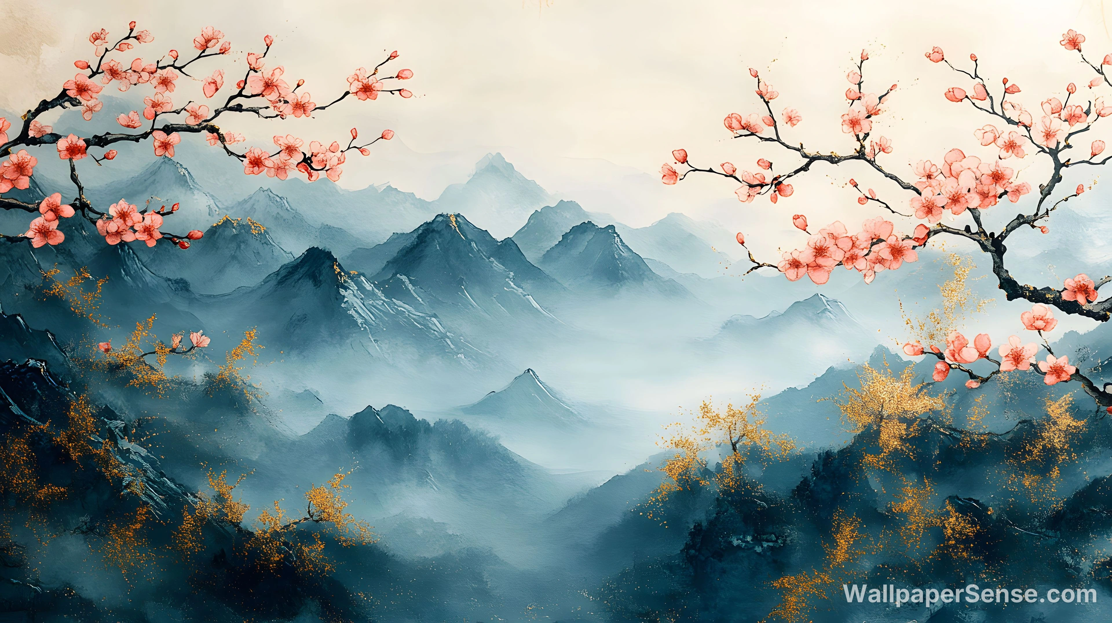 Chinese Style Plum Blossom Landscape 8K Desktop Wallpaper