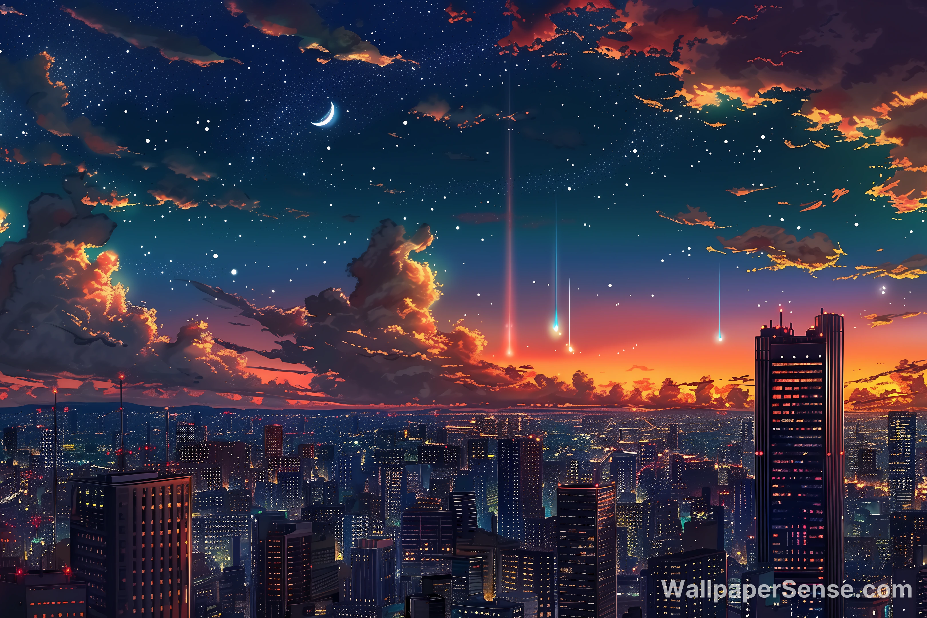 赛博都市夜景 8K 超高清桌面壁纸 - Premium wallpaper in 7344x4896 resolution