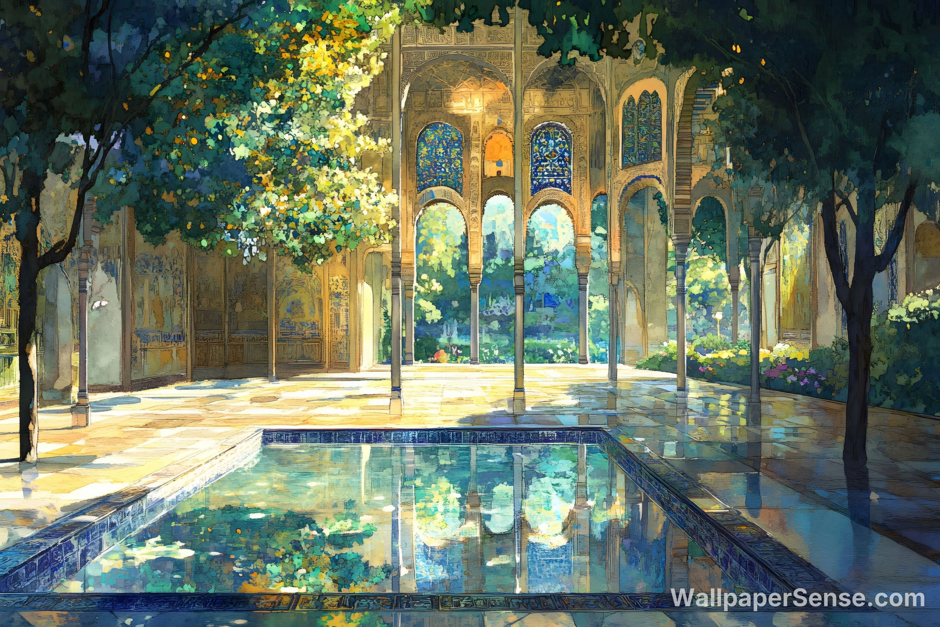 Oriental Garden Courtyard 8K Ultra HD Desktop Wallpaper