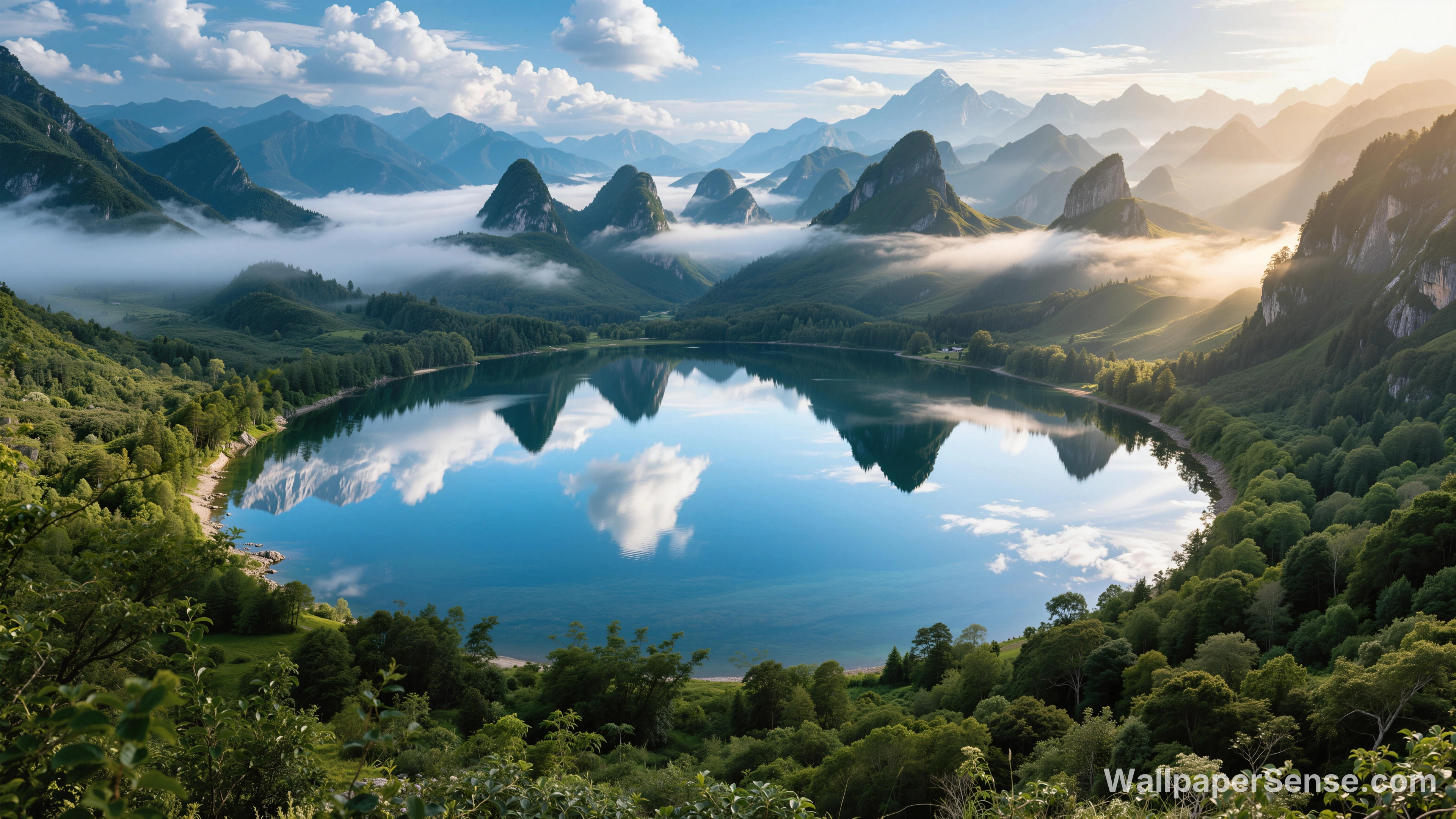 Lakeside Mountain Landscape 8K Ultra HD Desktop Wallpaper