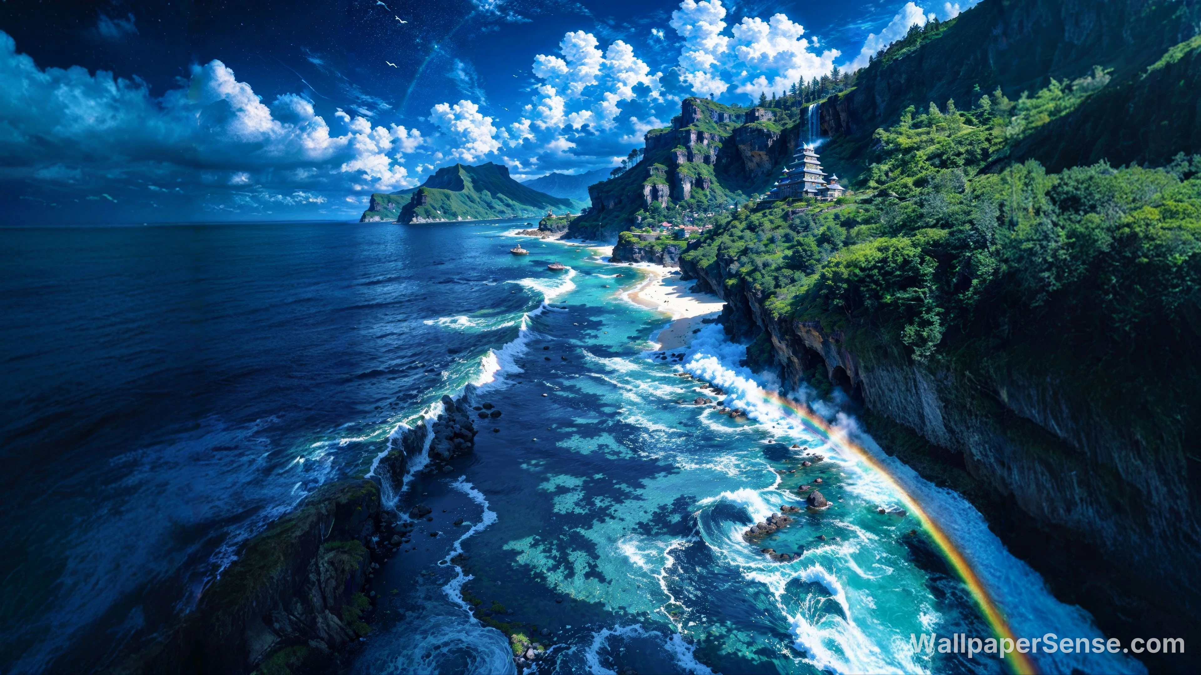Oriental Coastal Cliff 8K Ultra HD Desktop Wallpaper