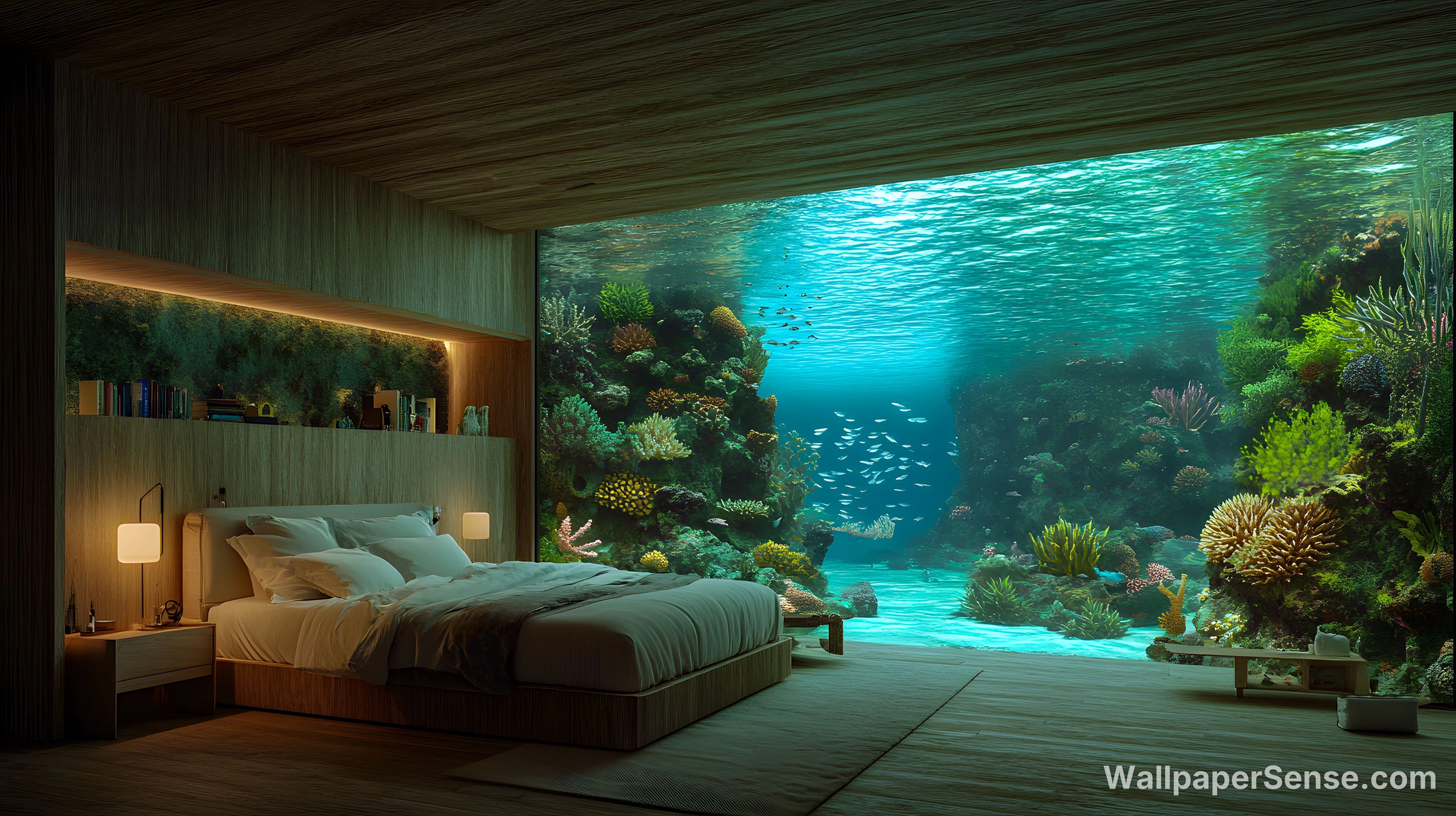Unterwasser-Schlafzimmer Korallenriff 4K Desktop-Hintergrund