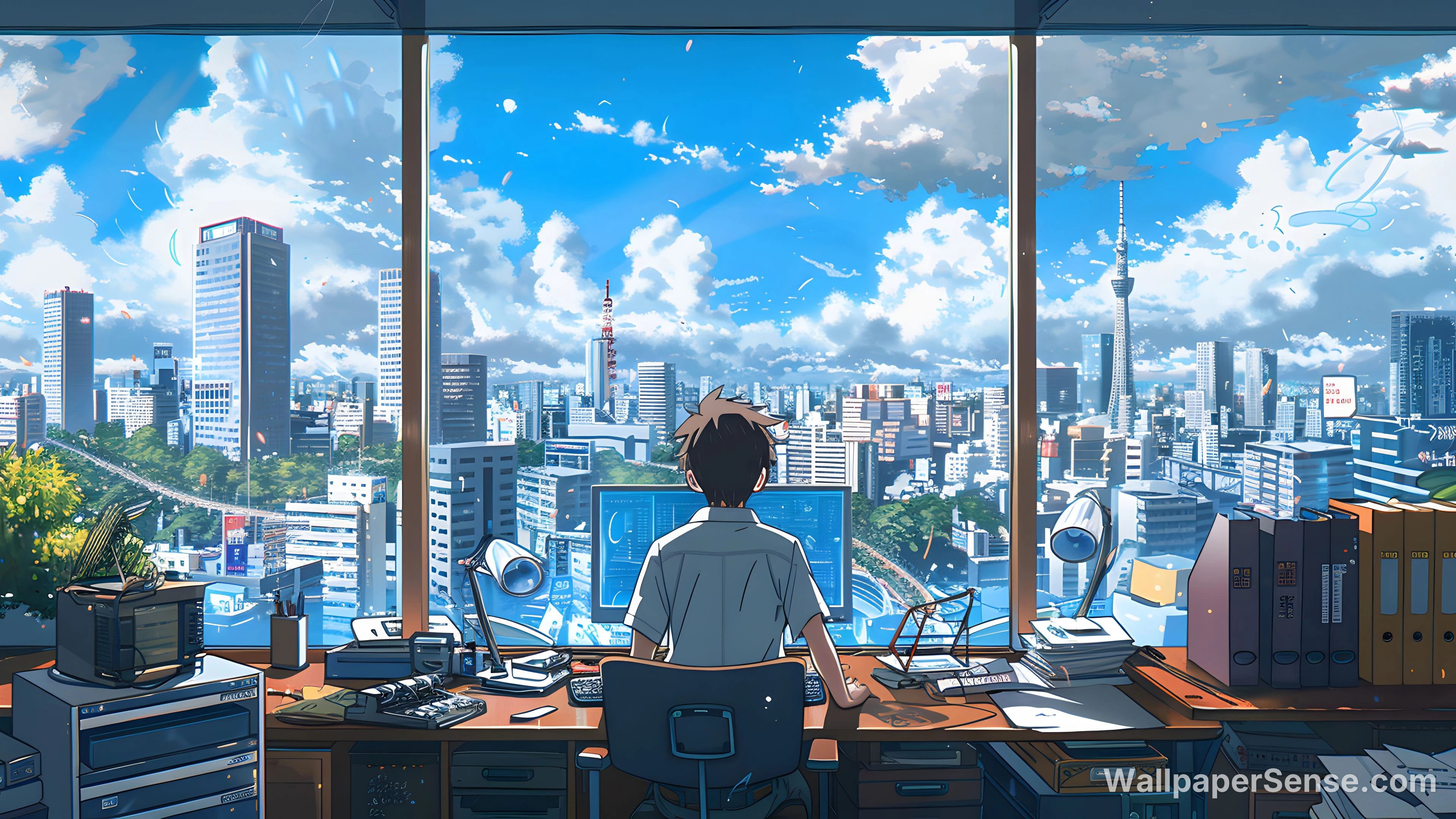 Colección de fondos de pantalla de paisaje urbano de Tokio en estilo anime 8K Ultra HD - Paisaje urbano de Tokio en estilo anime 8K Ultra HD para escritorio