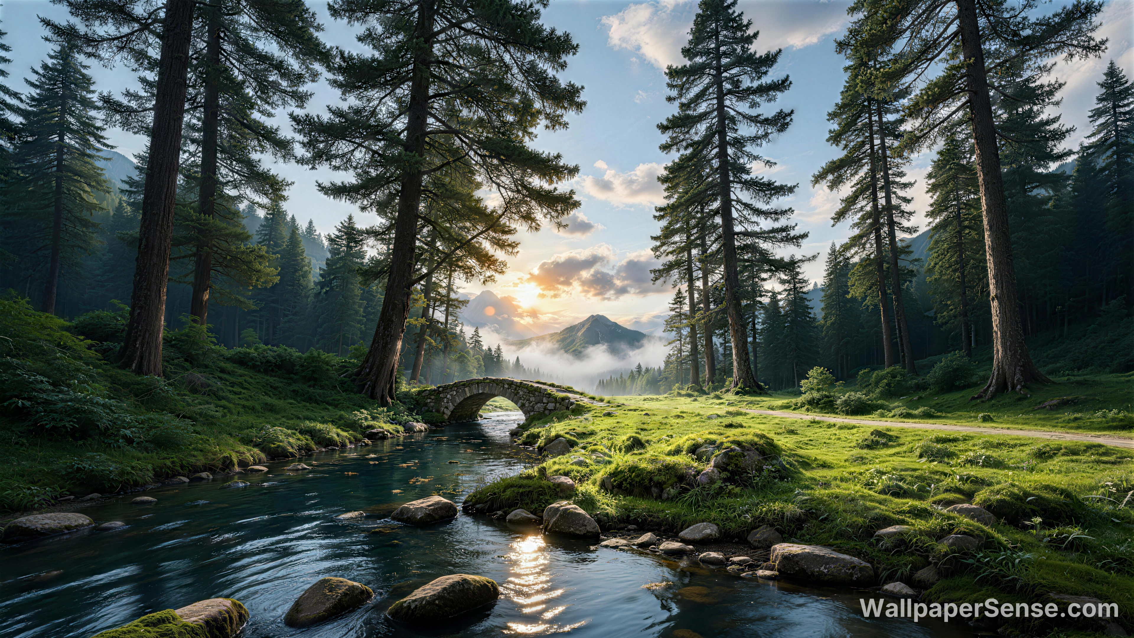 Aliran Hutan 8K Wallpaper Desktop Ultra HD - Premium wallpaper in 8192x4608 resolution