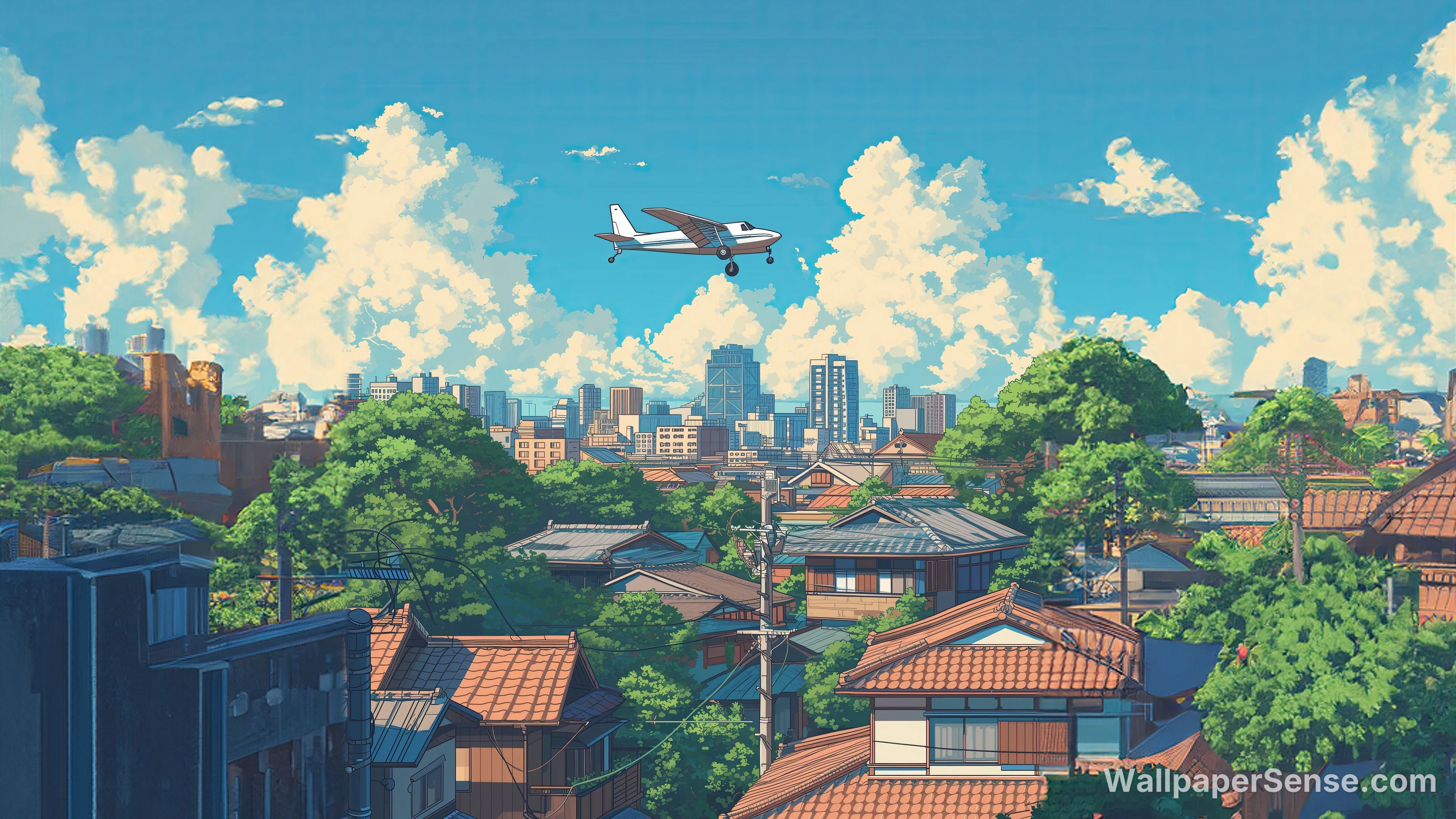 Sbírka 4K a 8K ultra HD pozadí v japonském anime stylu s městským výhledem - Japonský anime městský výhled 8K Ultra HD stolní pozadí