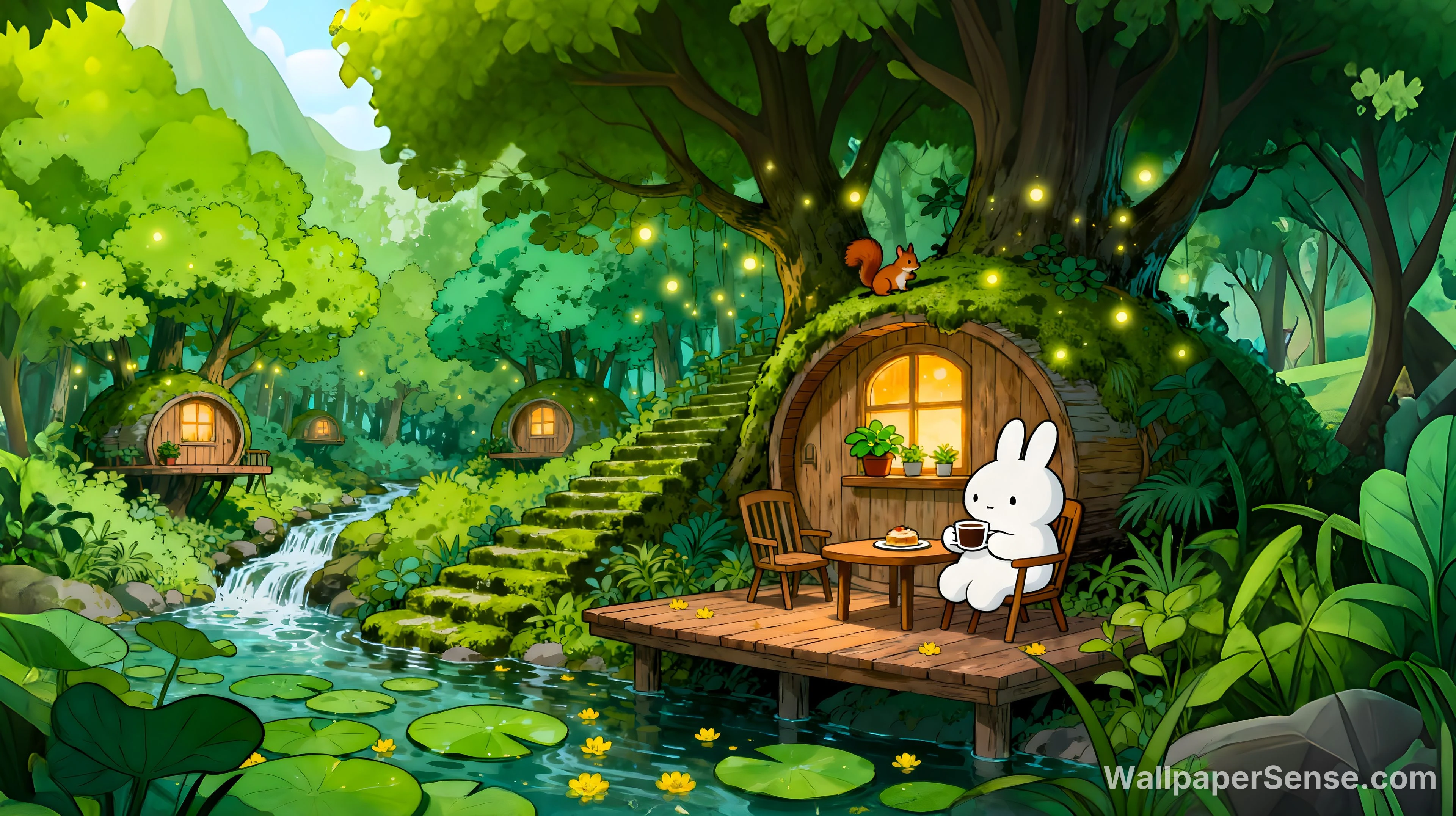 Japanese Forest Cottage 4K Desktop Wallpaper