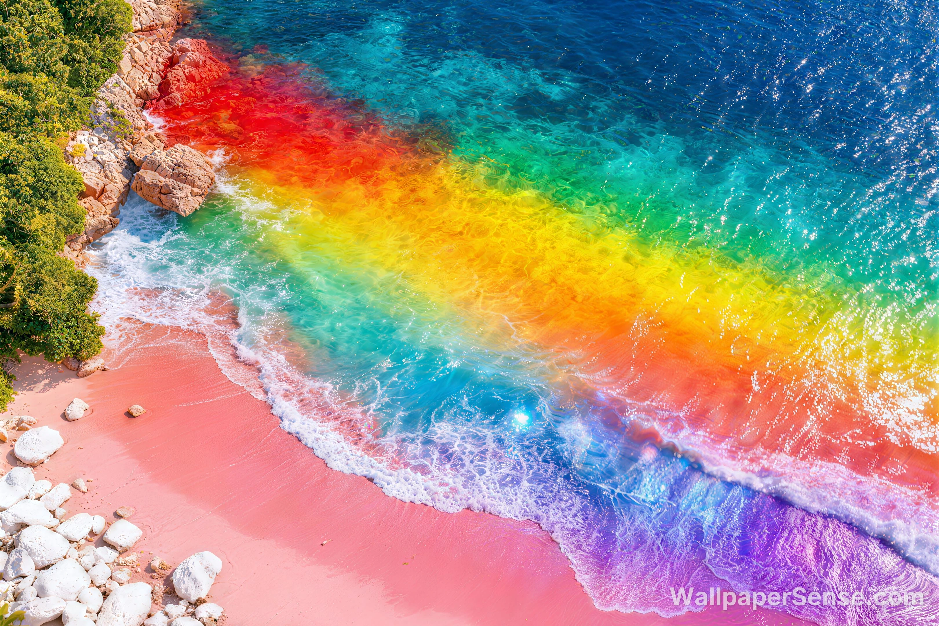 幻想彩虹海滩 8K 超高清桌面壁纸 - Premium wallpaper in 8192x5460 resolution