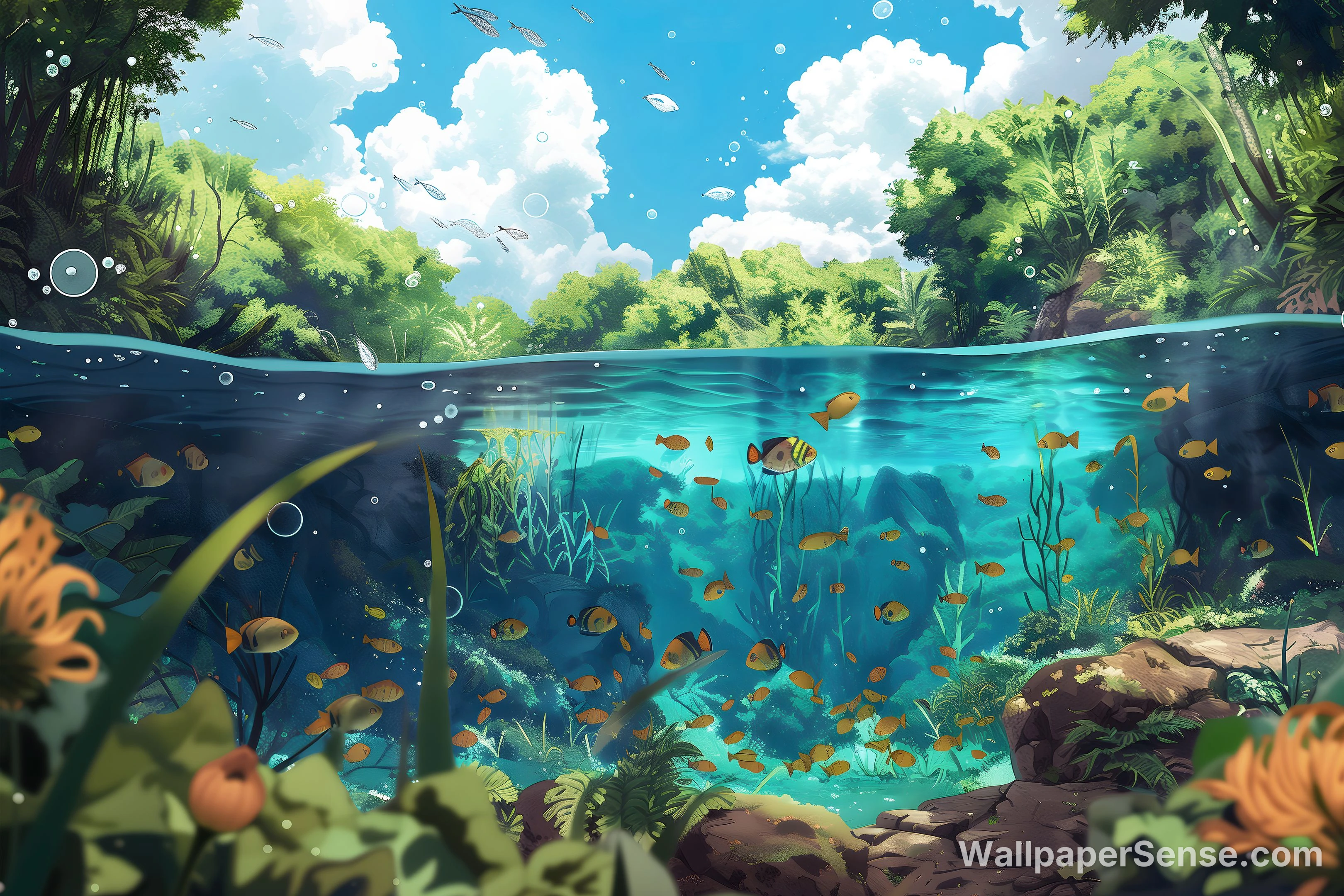 Fondo de pantalla 4K de selva submarina animada