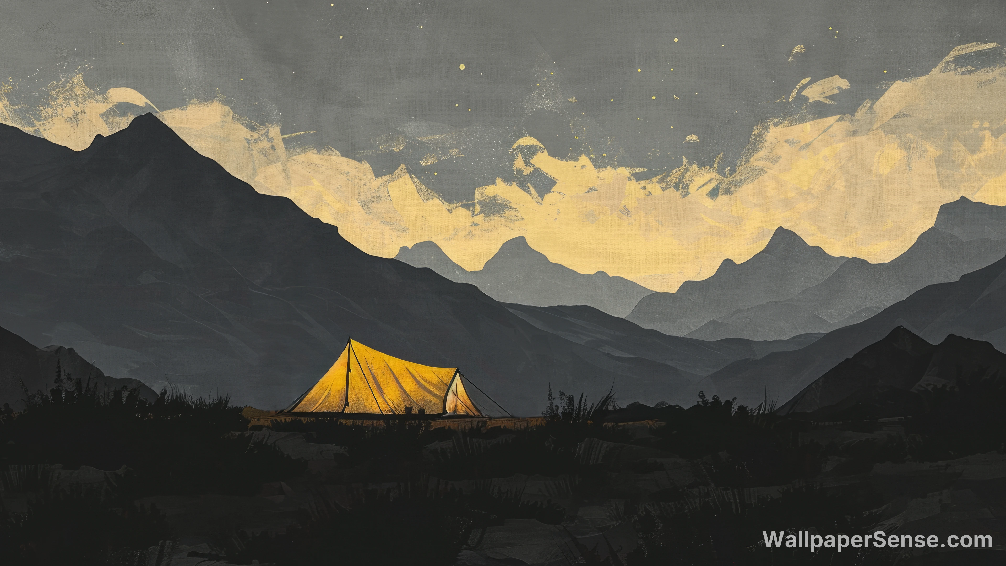 Collection de fonds d'écran Minimaliste Camping en montagne 4K et 8K Ultra HD - Tente de montagne minimaliste 4K pour bureau