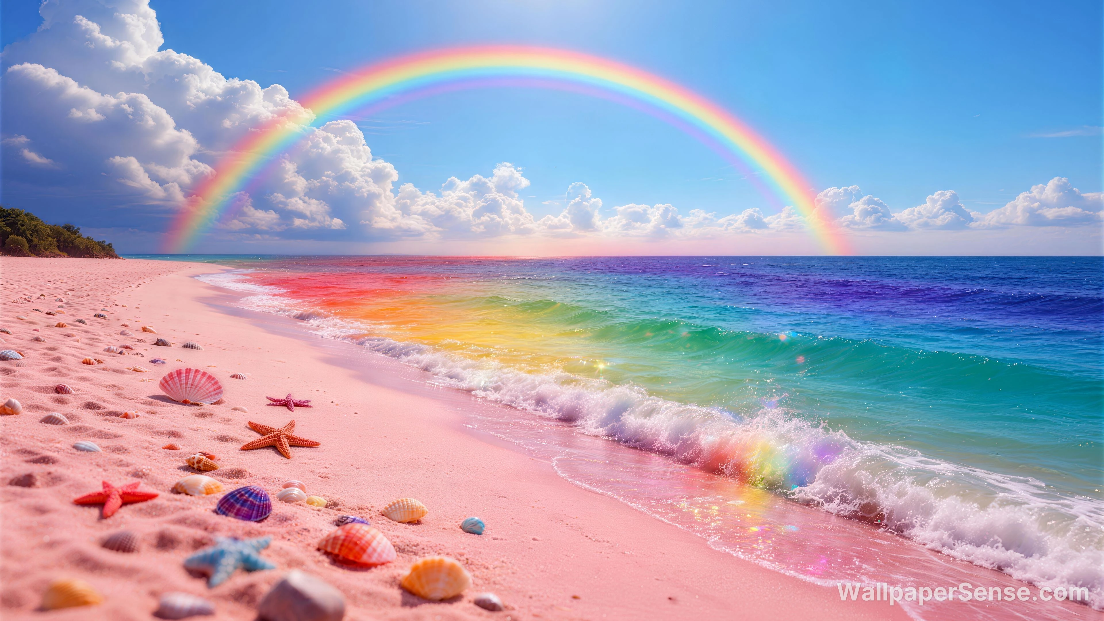 Tropický duhový pobřežní 8K ultra HD sbírka pozadí - Tropický duhový pobřežní 8K ultra HD stolní pozadí