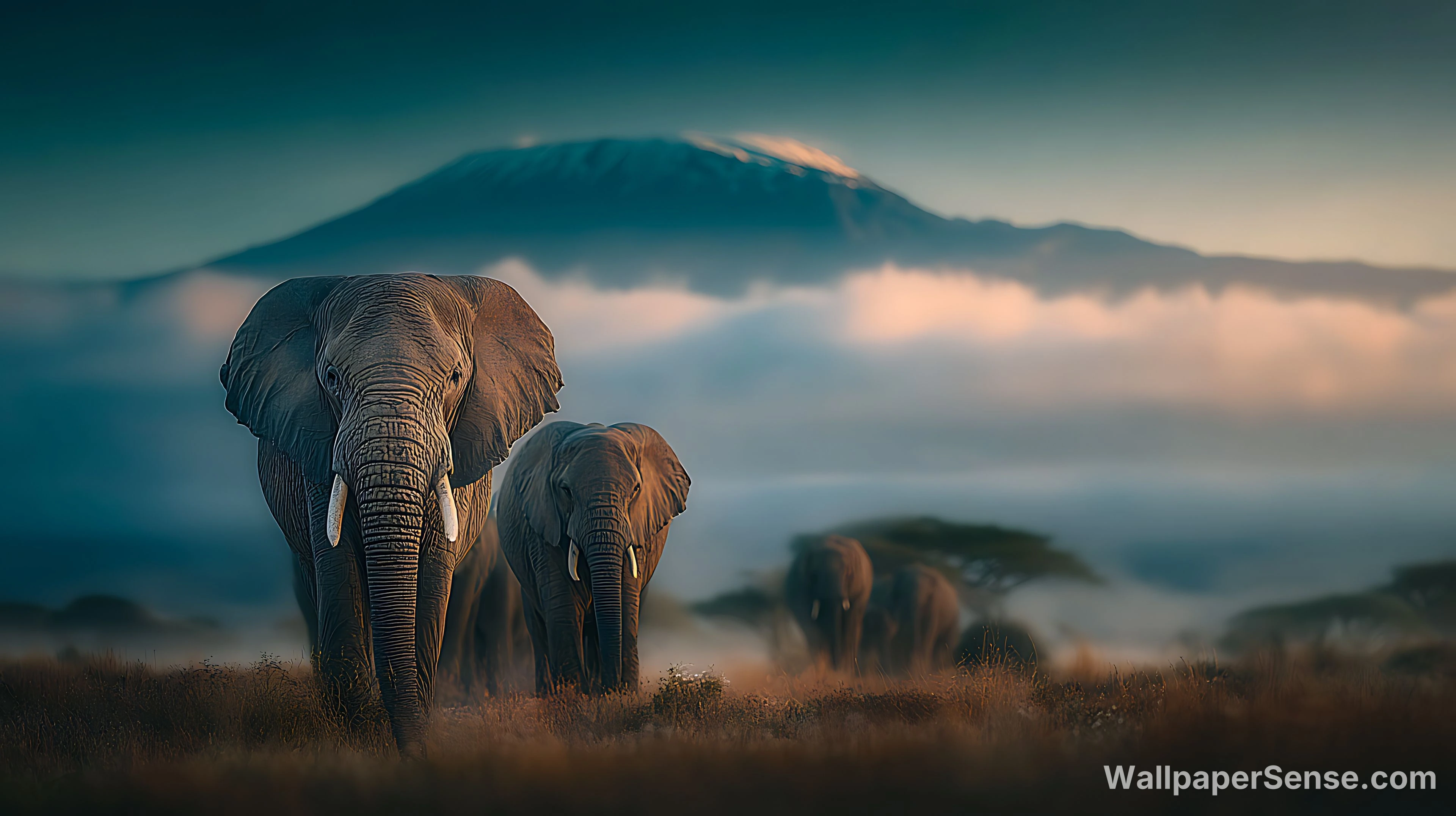 Africký safari slonové 4K stolní pozadí