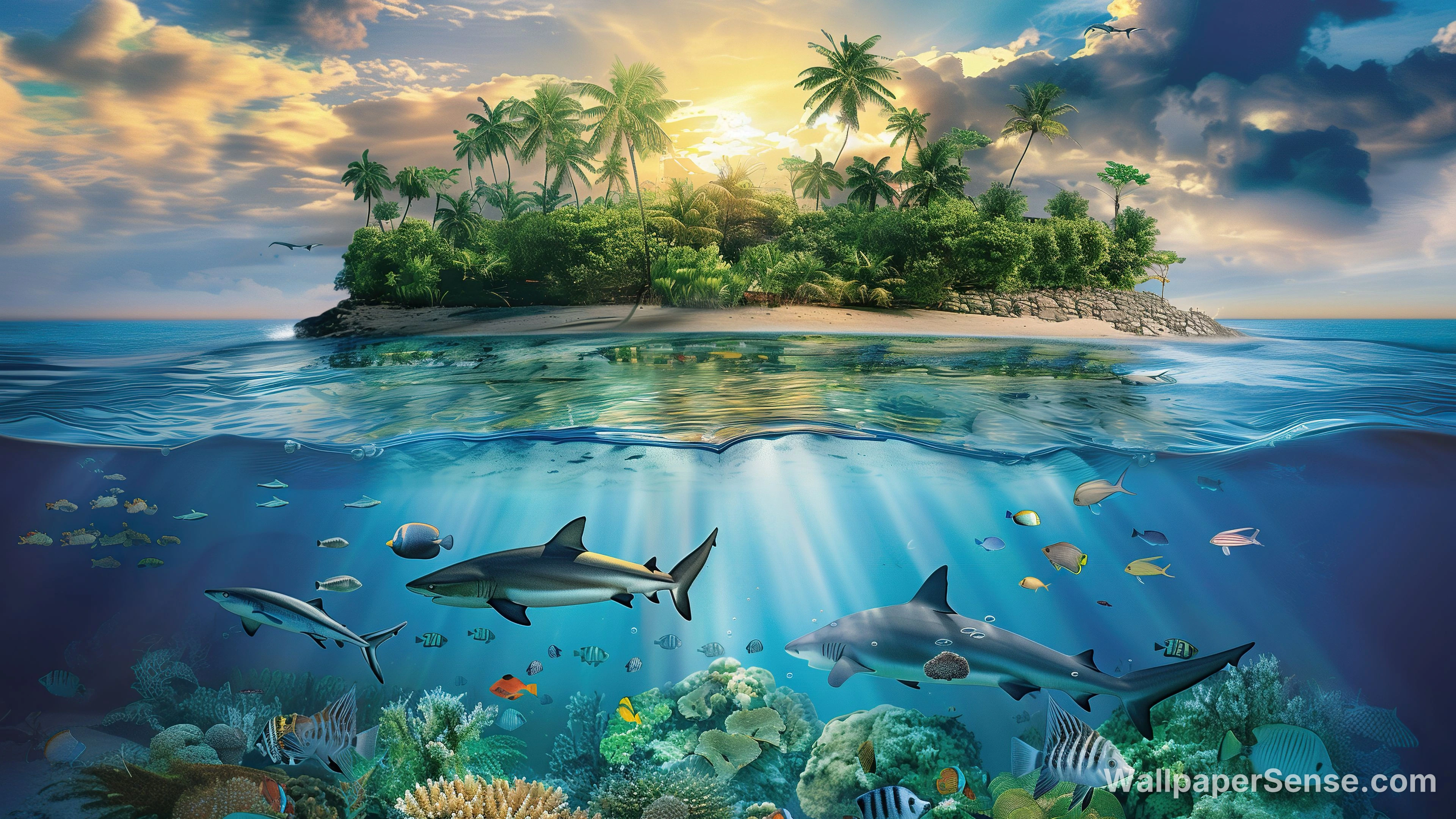 Tropikalny wyspowy krajobraz oceaniczny 8K Ultra HD dla pulpitu