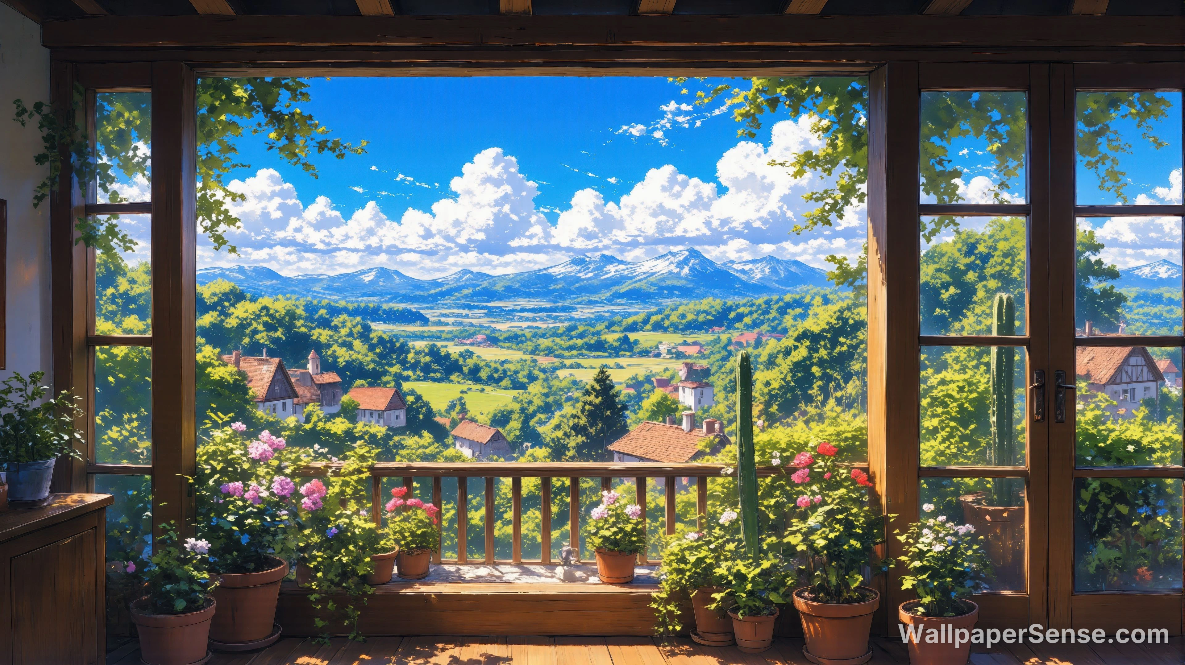 Oriental Art Mountain Village 4K Desktop Wallpaper