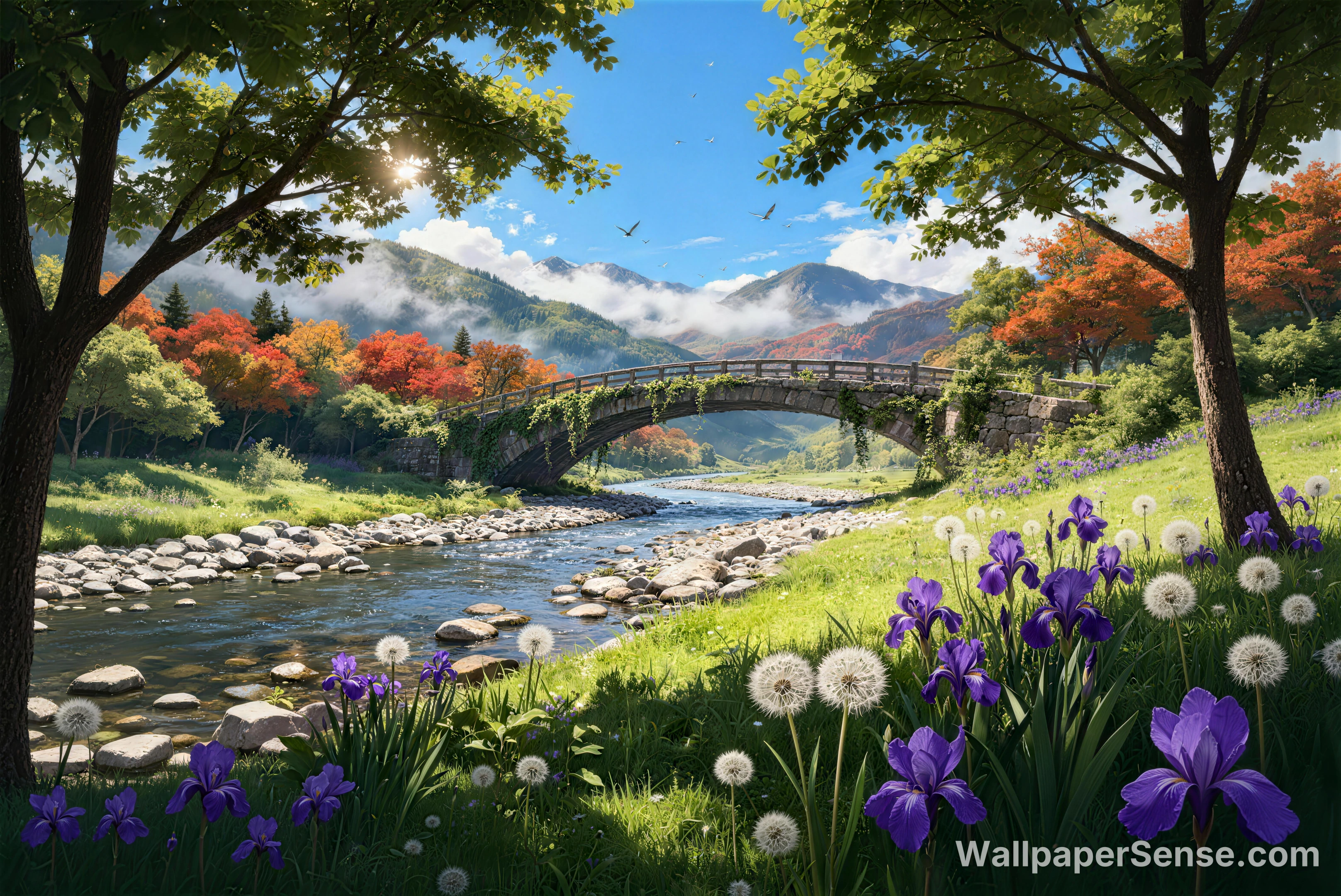 Oriental-Style Autumn Valley 8K Ultra HD Desktop Wallpaper