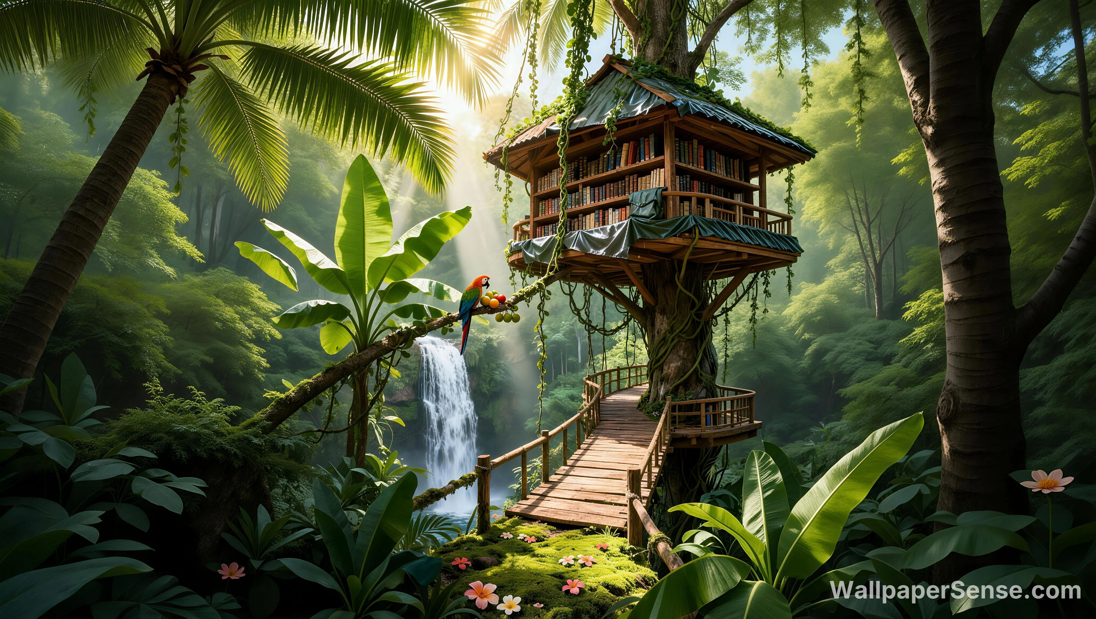 Casa na Árvore da Floresta Tropical 8K Ultra HD para Desktop - Premium wallpaper in 8192x4626 resolution