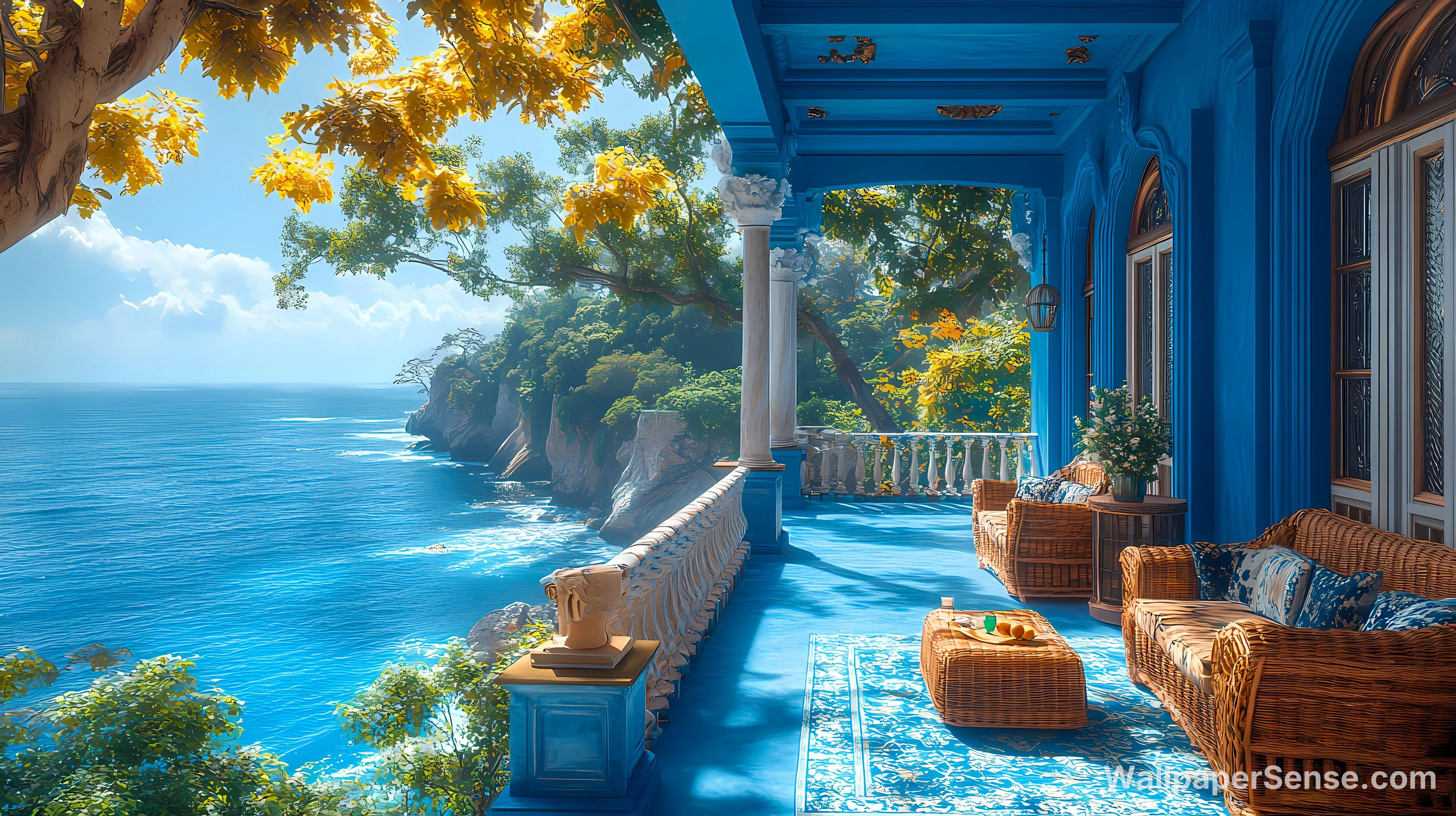 Sfondo Desktop 4K Veranda Costiera Mediterranea