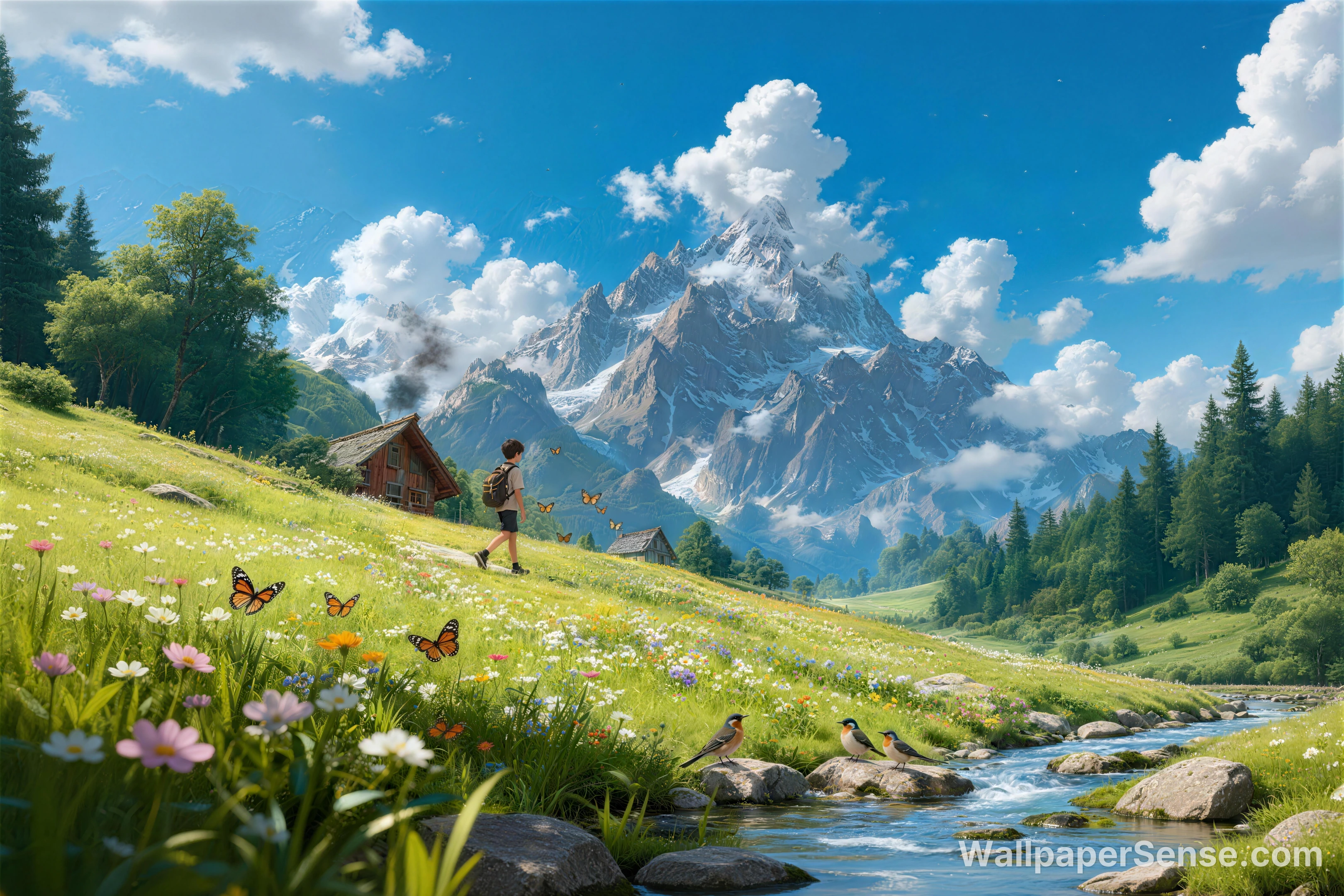 Květnaté údolí v Alpách – 8K ultra HD pozadí pro plochu - Premium wallpaper in 8192x5461 resolution
