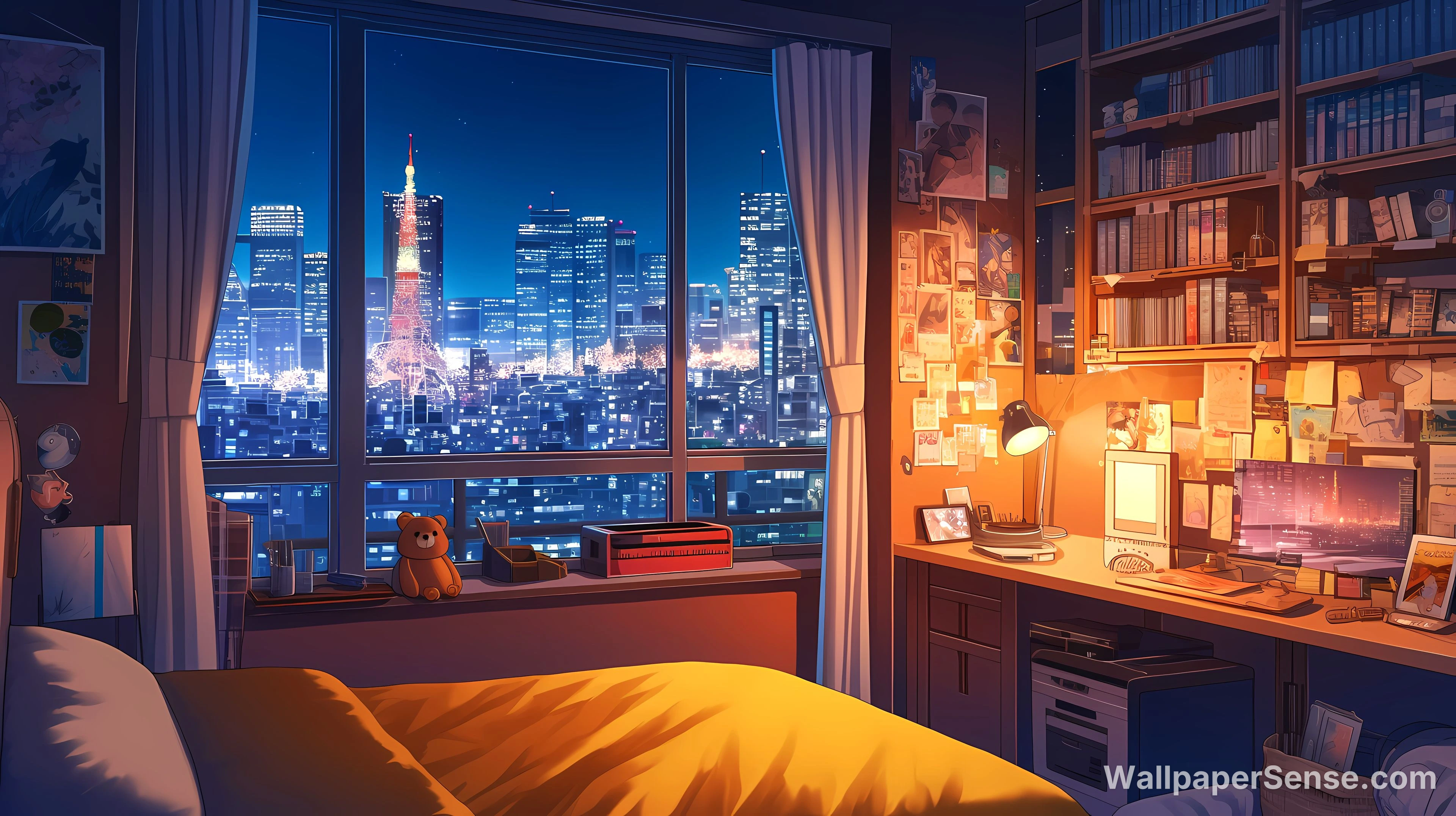 Collection de fonds d'écran 4K et 8K en haute définition : paysages urbains animés - Vue nocturne de ville animée 4K fond d'écran