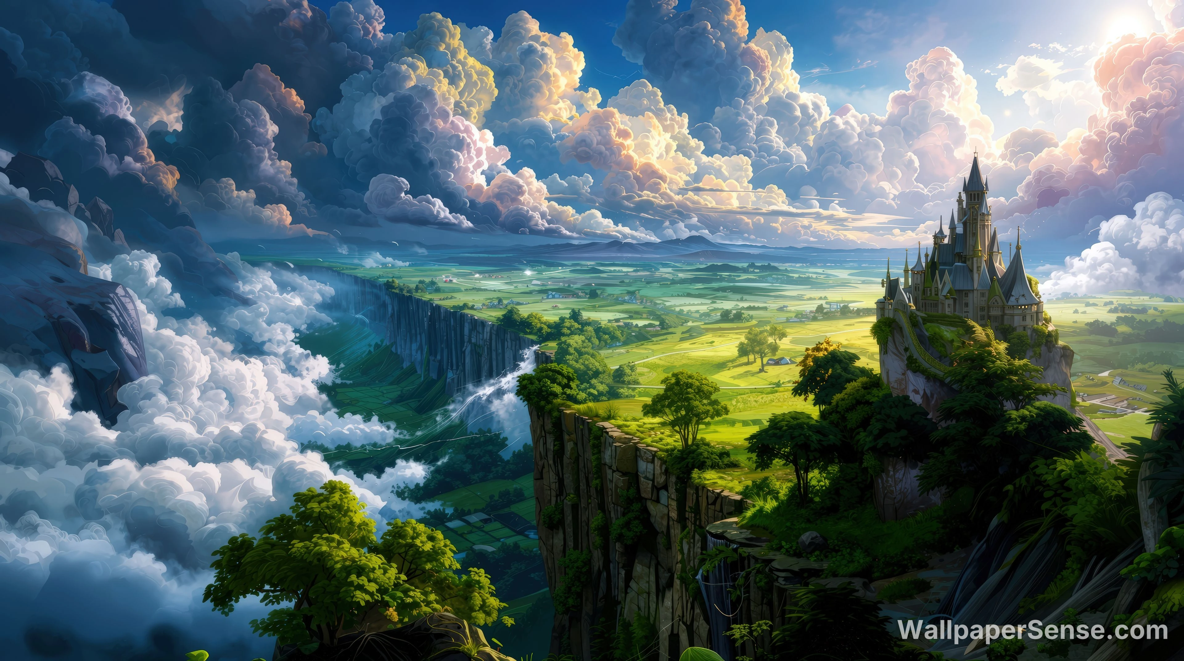 幻想城堡山谷 4K 桌面壁纸 - Premium wallpaper in 5760x3216 resolution