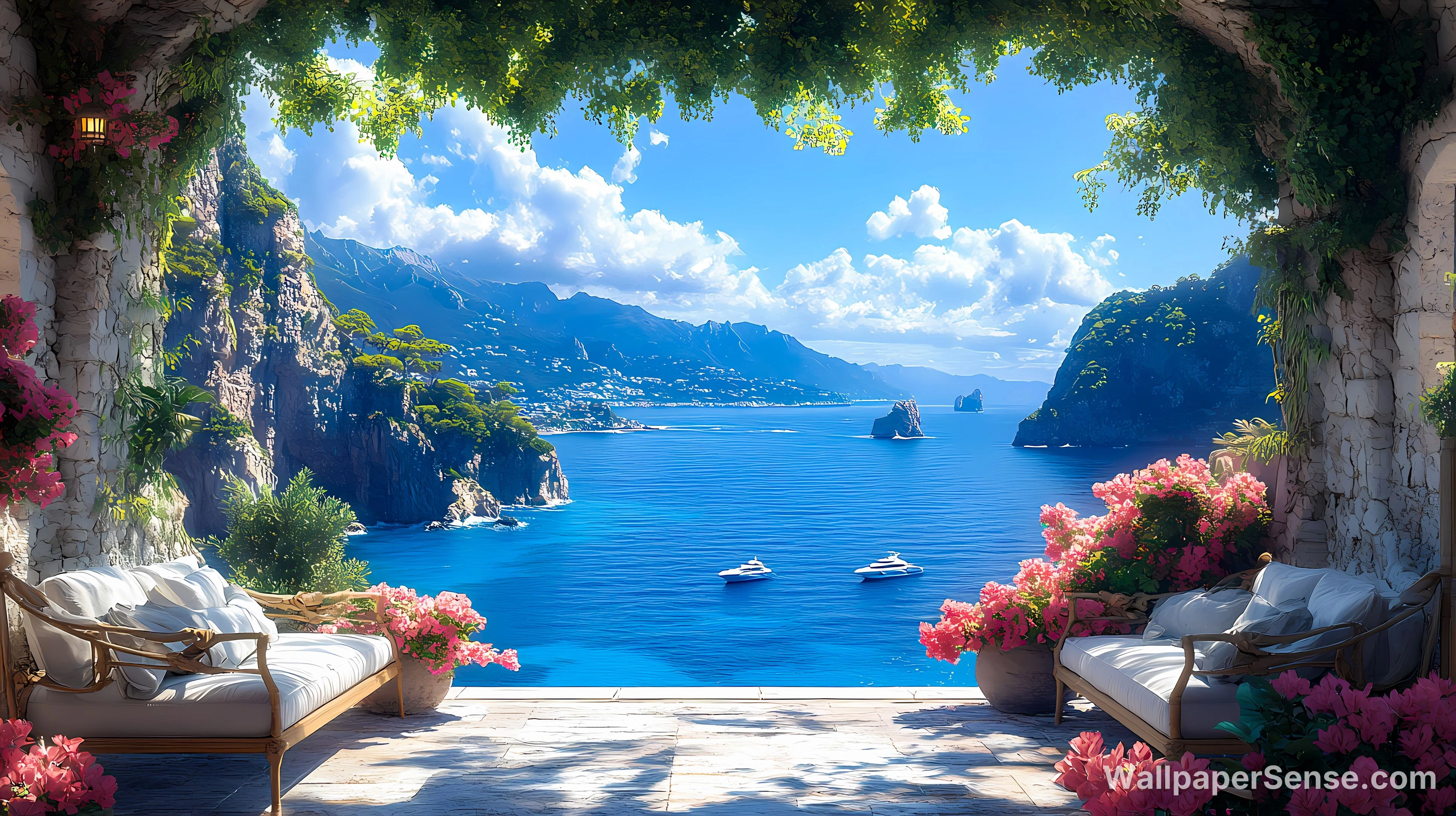 Soggiorno sul mare mediterraneo 4K Wallpaper per desktop - Free wallpaper in 5824x3264 resolution