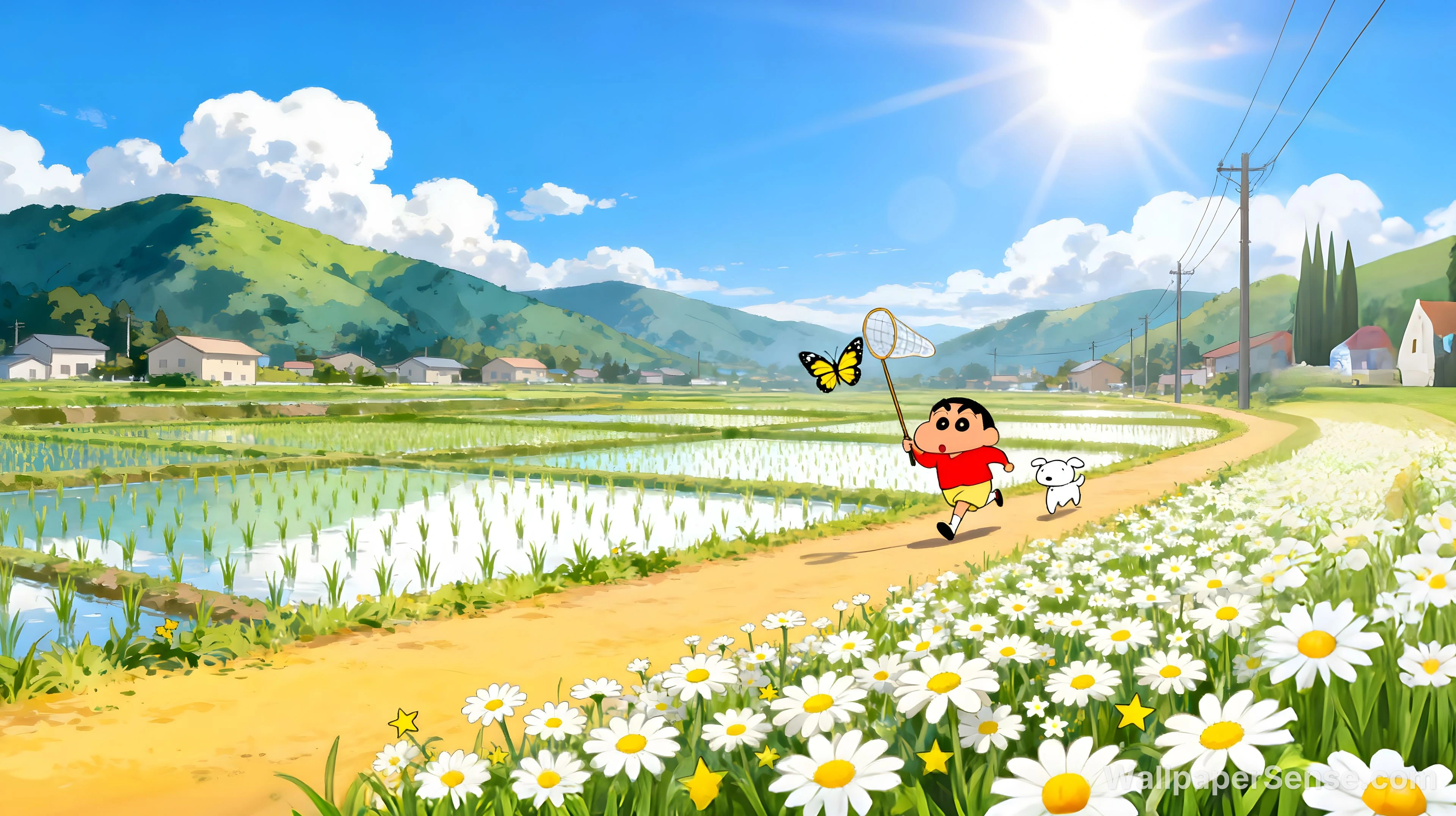 Anime lente rijstvelden en cherrybloesem 4K 8K Ultra HD wallpaperverzameling - Anime Lente Veld Amandela 4K Desktop Achtergrond