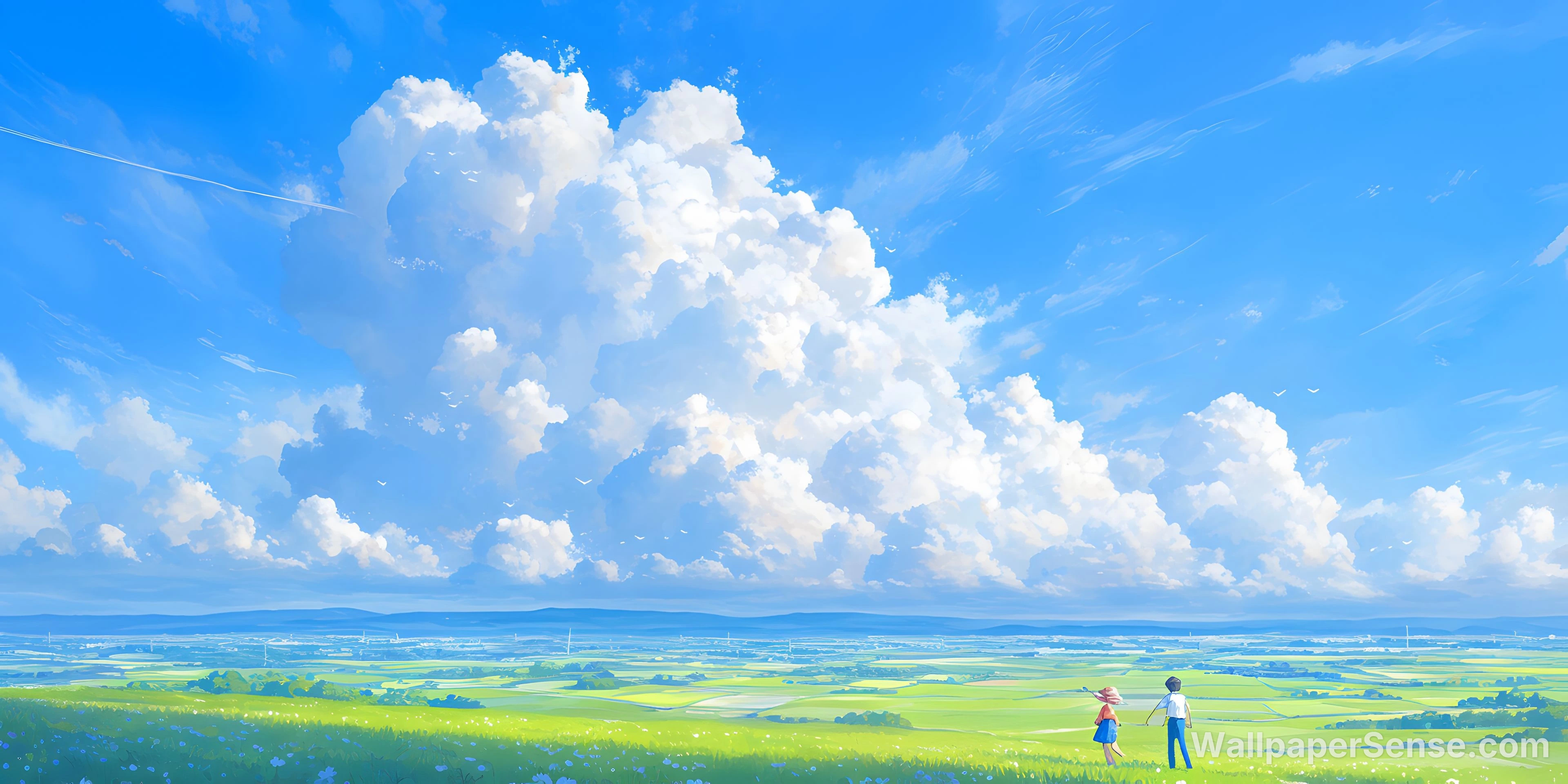 Studio Ghibli Style Pastoral Landscape 8K Ultra HD Desktop Wallpaper