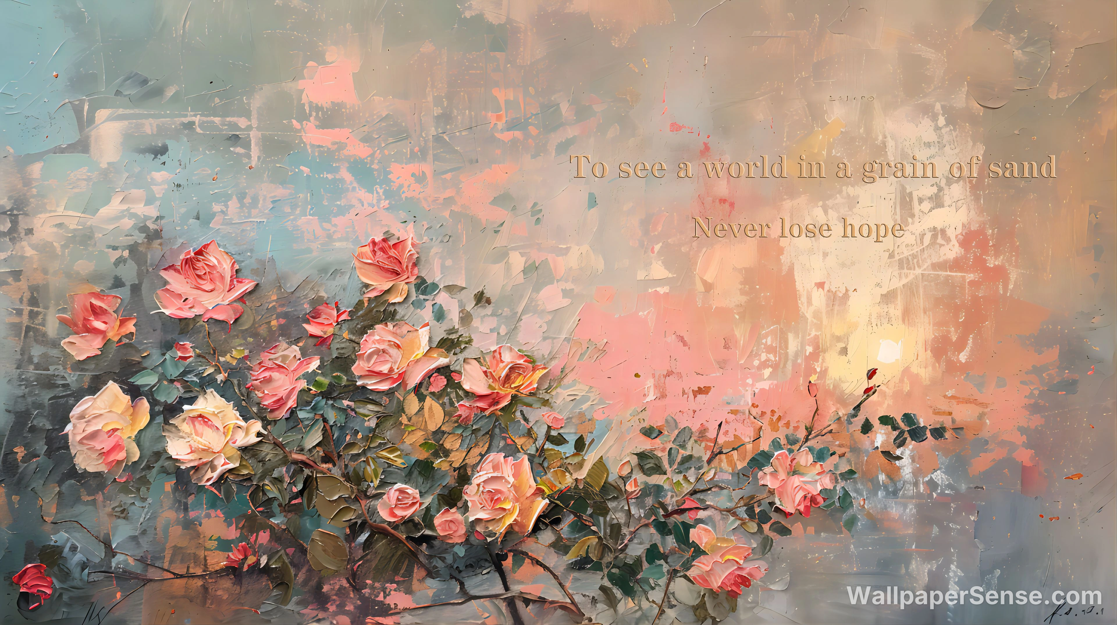 Oil Painting Roses 8K Ultra HD Desktop Wallpaper