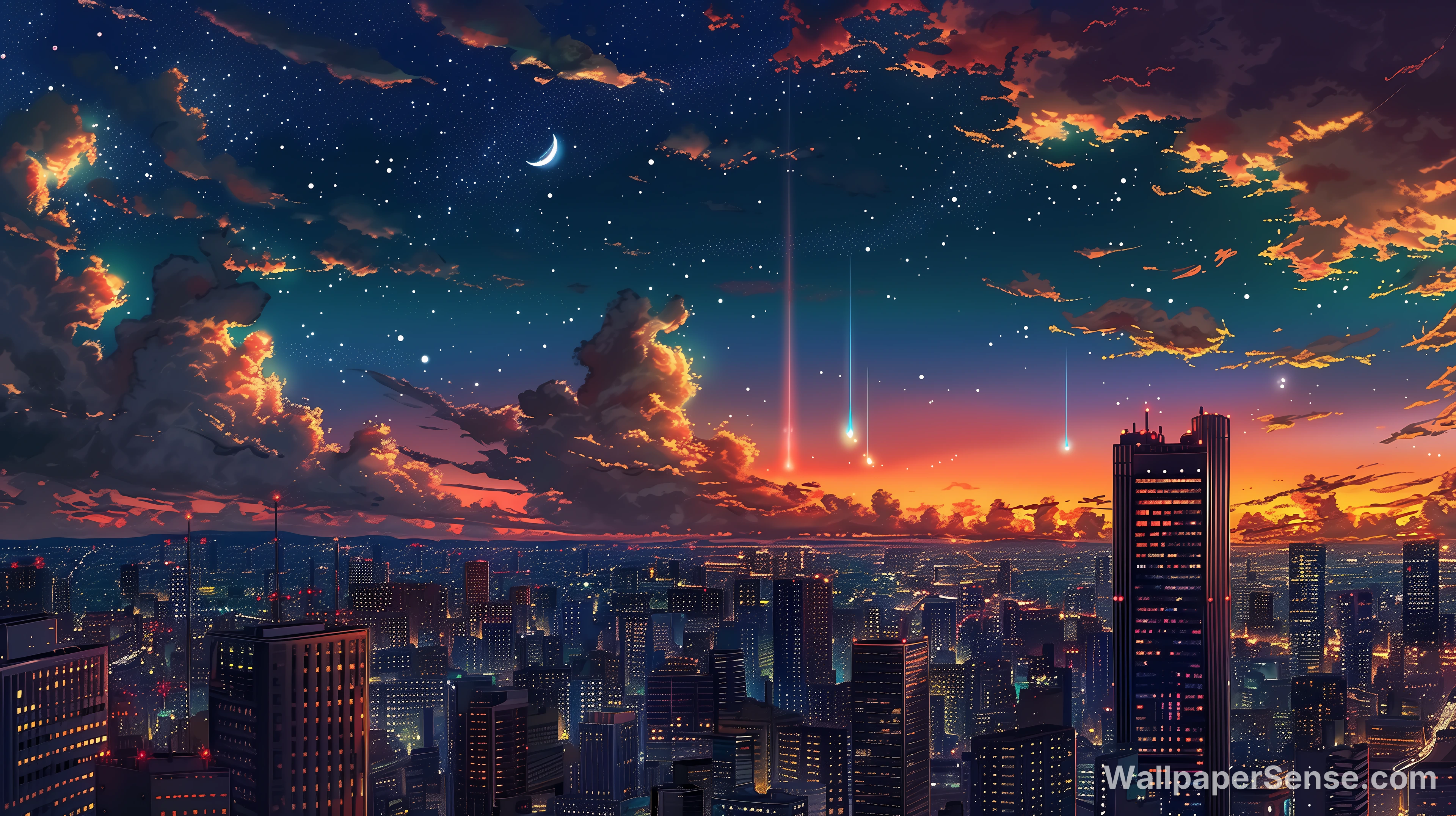 Latar Belakang Desktop Bandar Siber Malam 8K Ultra HD - Premium wallpaper in 8736x4896 resolution