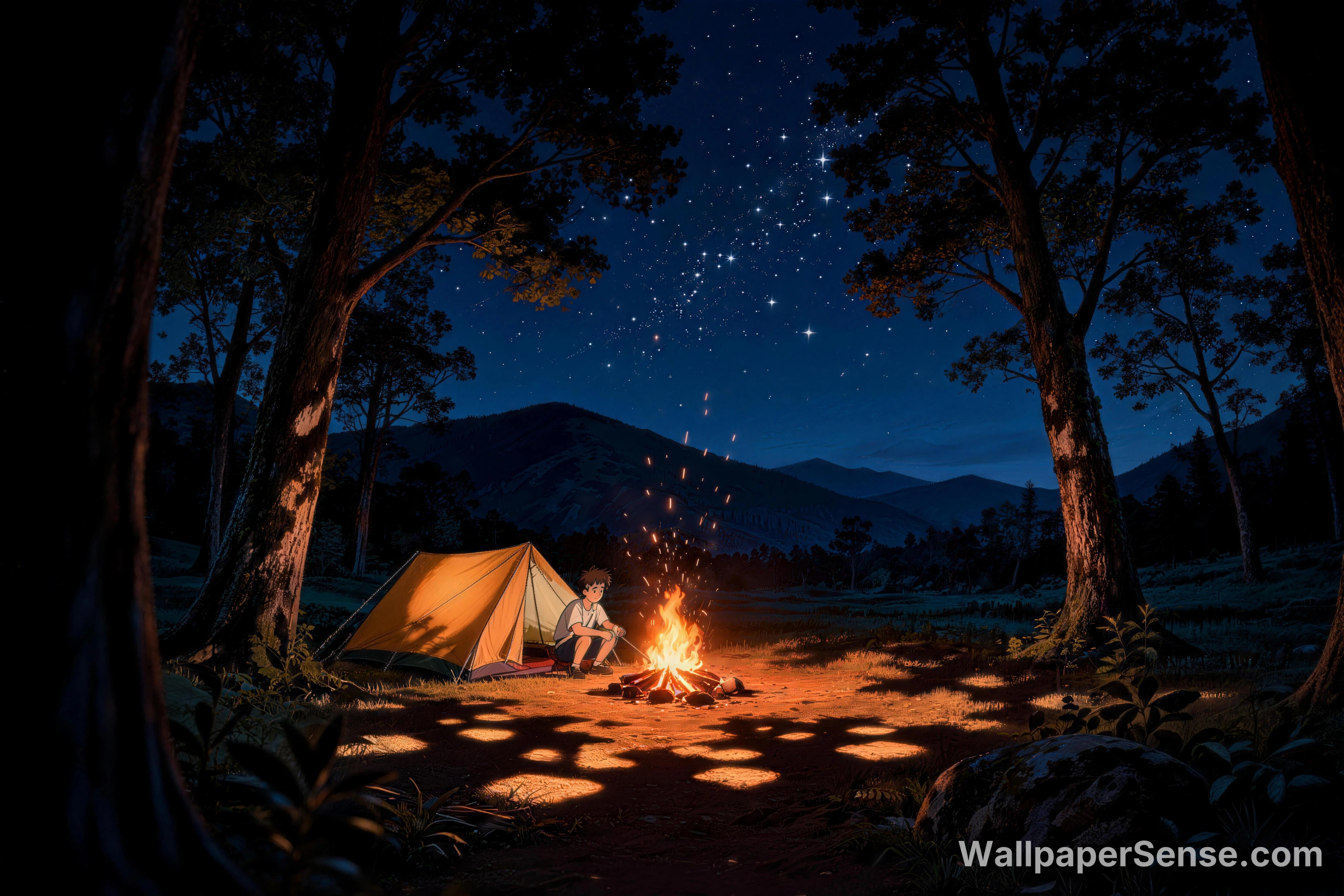 Léčivá hvězdna noc na kempu – tapeta pro plochu 8K - Premium wallpaper in 8192x5461 resolution
