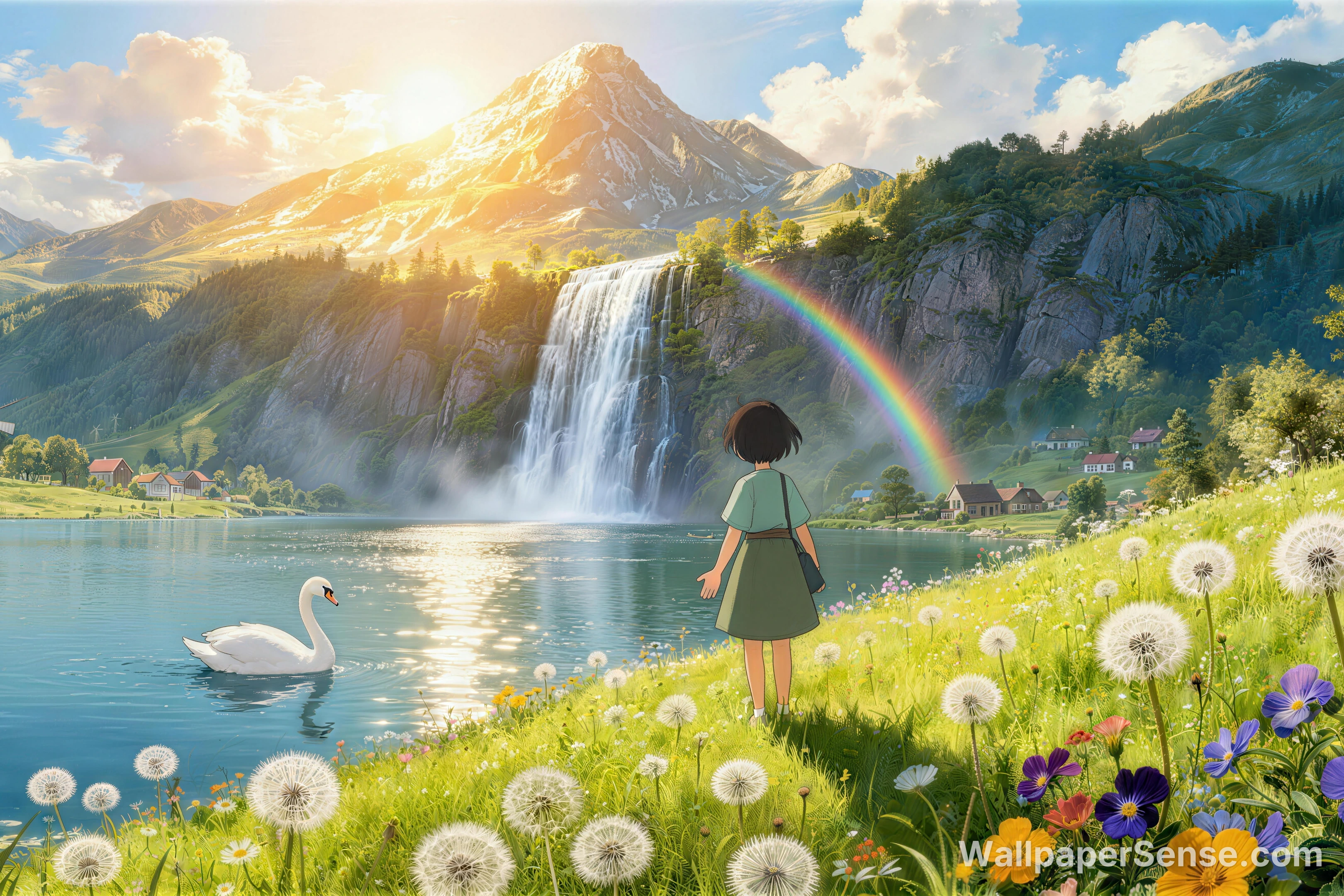 Miyazaki-stil dalvandfald 8K skrivebordsbaggrund - Premium wallpaper in 6912x4608 resolution