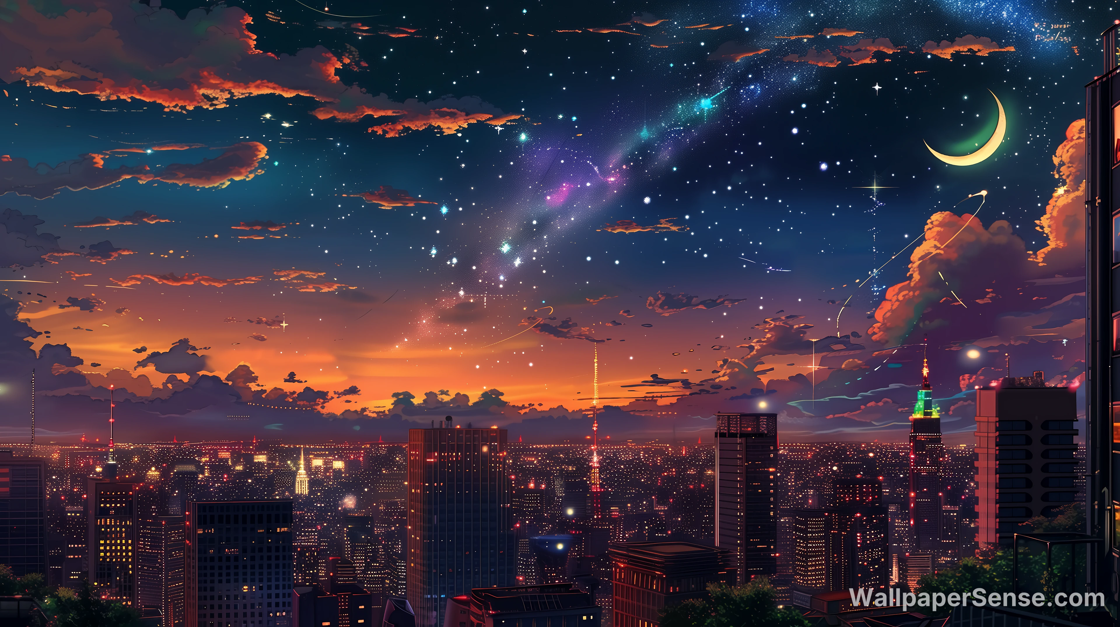 Cyber-Stadt-Nachthimmel 8K Ultra-HD-Hintergrundbild - Premium wallpaper in 8736x4896 resolution