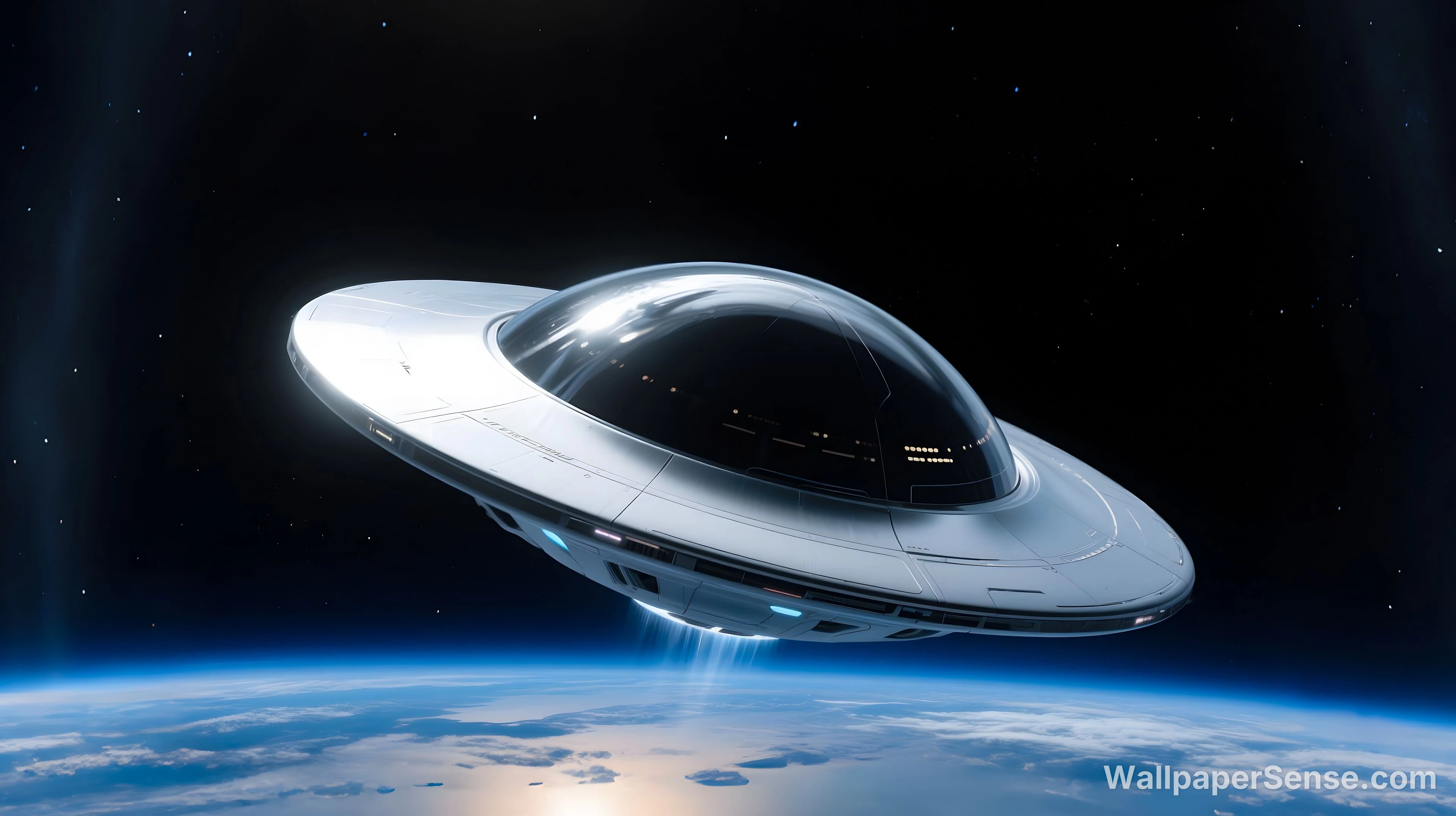 OVNI de science-fiction au-dessus de la Terre 4K Fond d'écran