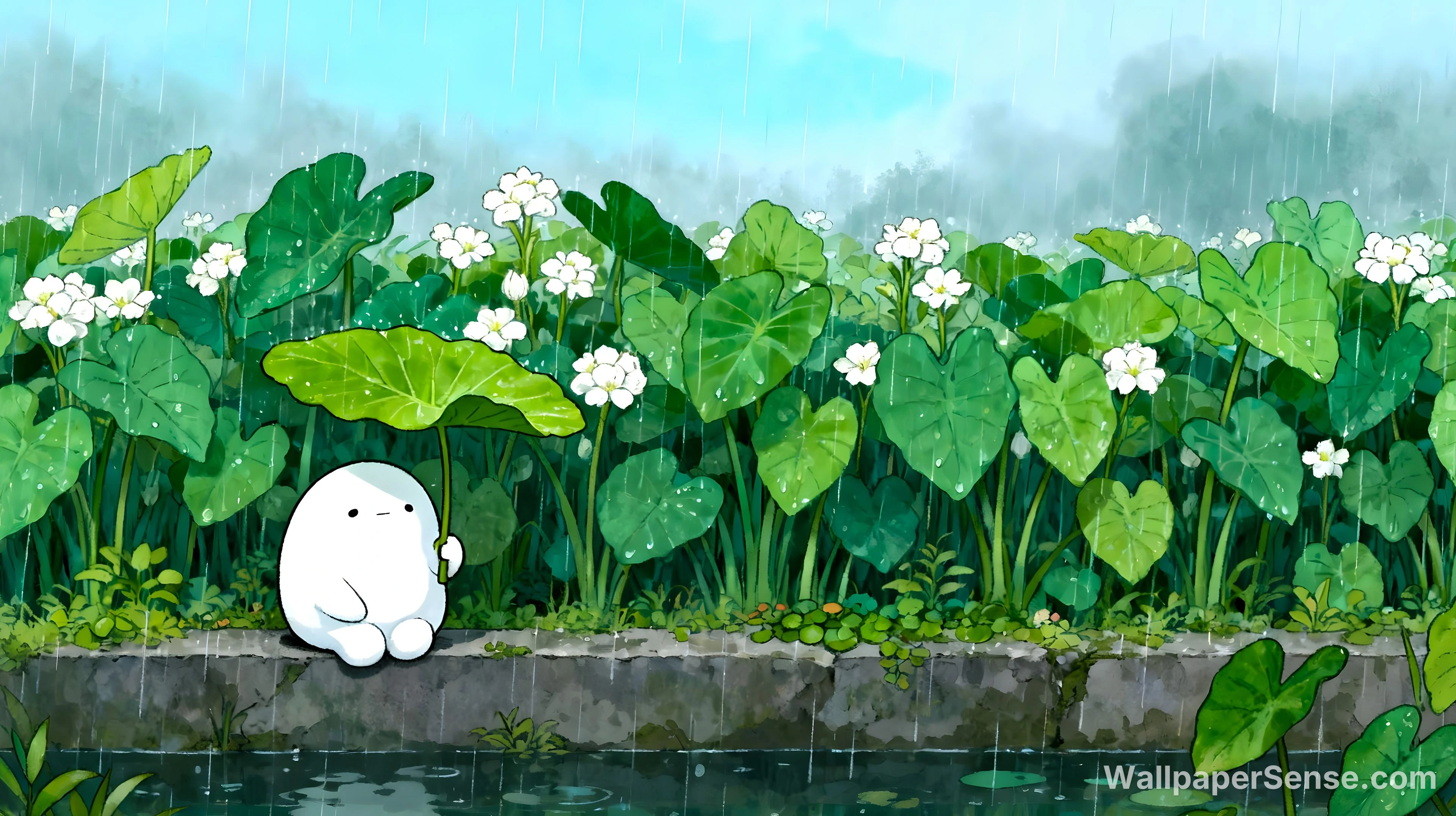 Ghibli-tyylisen puistot 4K 8K Ultra HD -taustakuvien paketti - Ghibli-tyylisen puistojärven 4K työpöytätaustakuva