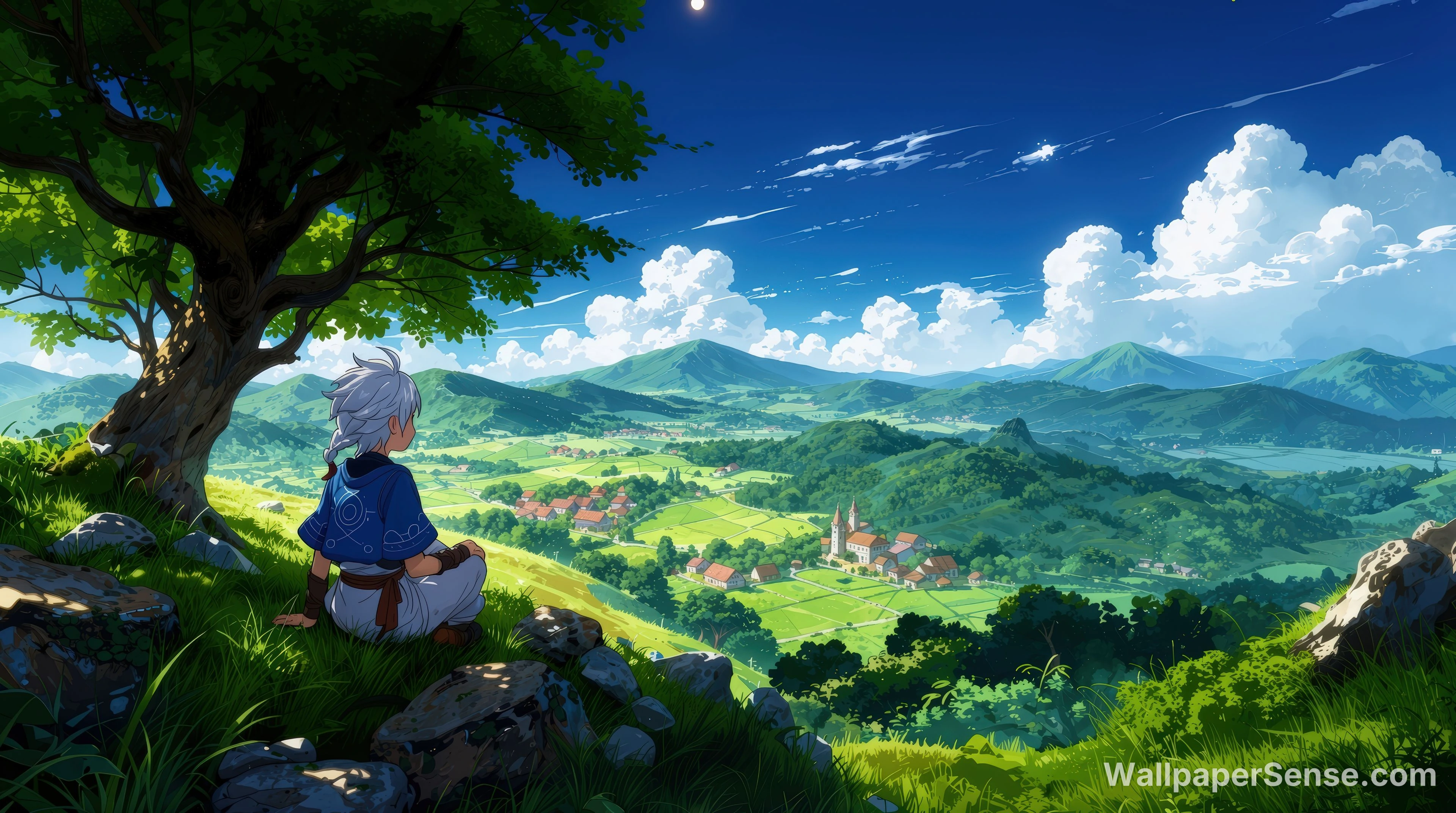 Anime-landschap 4K bureaubladachtergrond