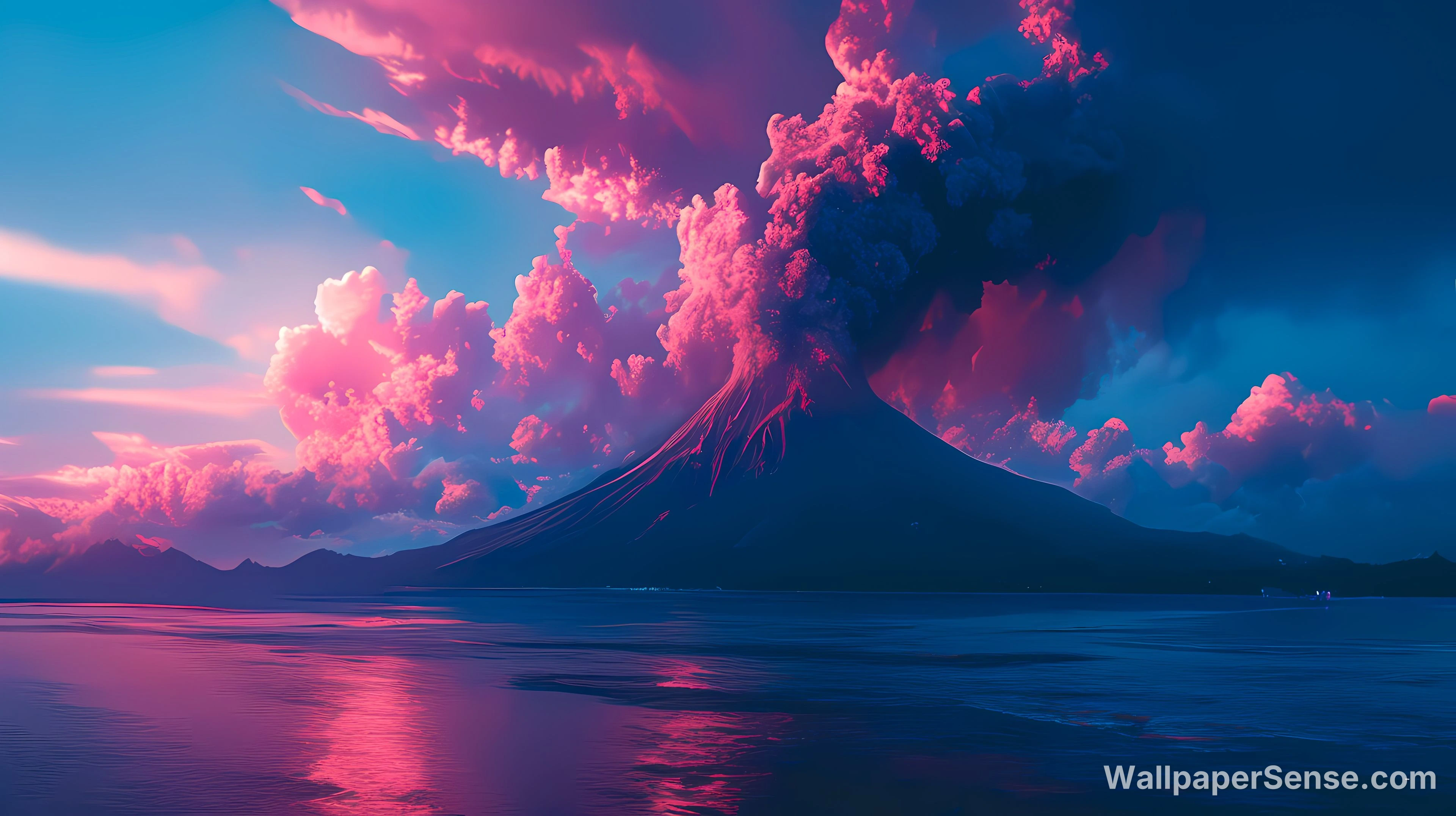 日本火山日落 4K 桌面壁纸