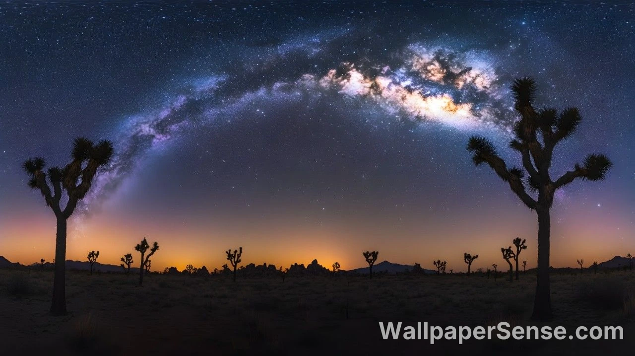 Kolekce 4K 8K fotografií nočního nebe pouště - Desertní noční obloha s Mlečnou cestou 8K Ultra HD stěnový obrázek