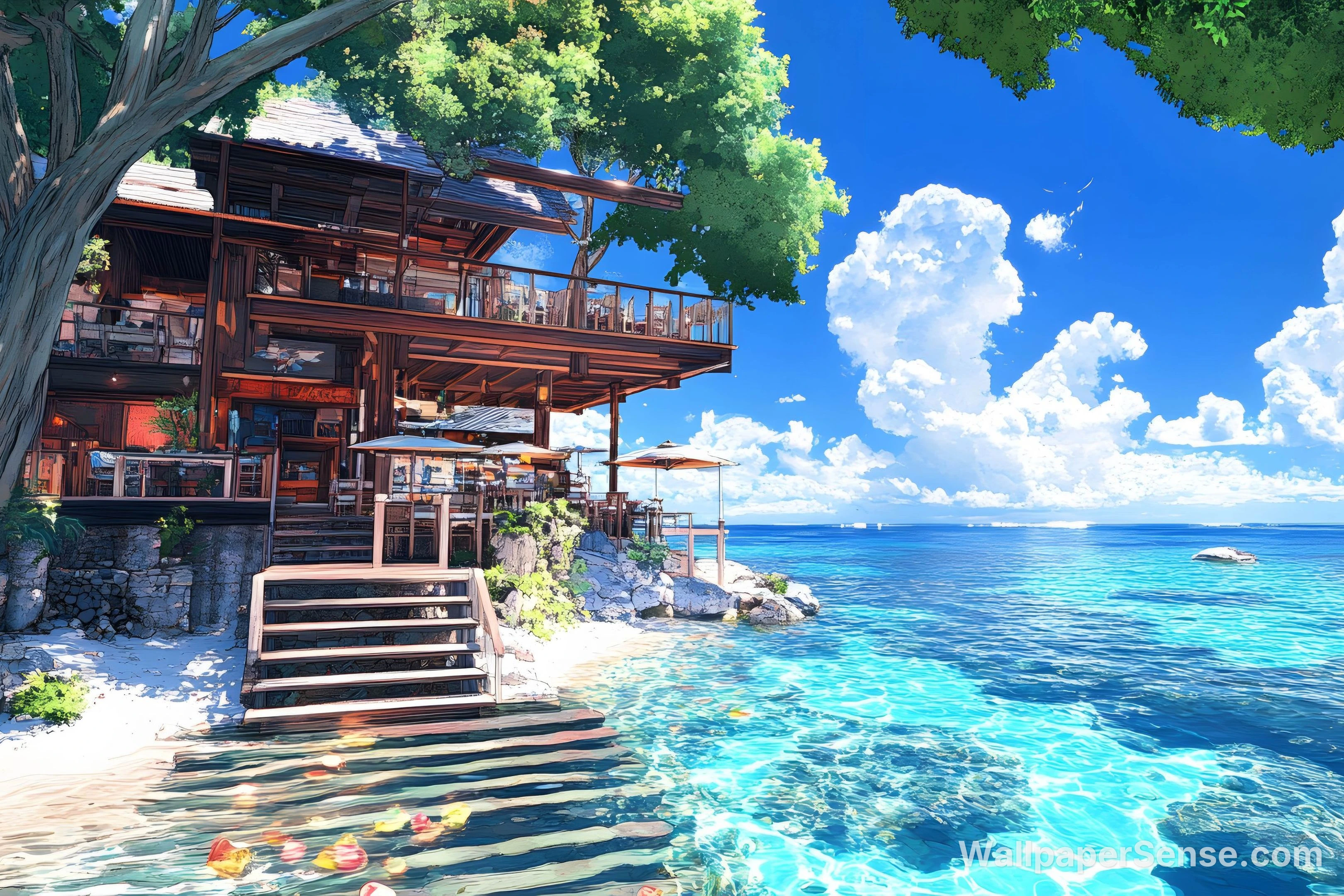 Casa de Madeira Japonesa à Beira-Mar 8K Ultra HD para Desktop - Premium wallpaper in 6726x4484 resolution