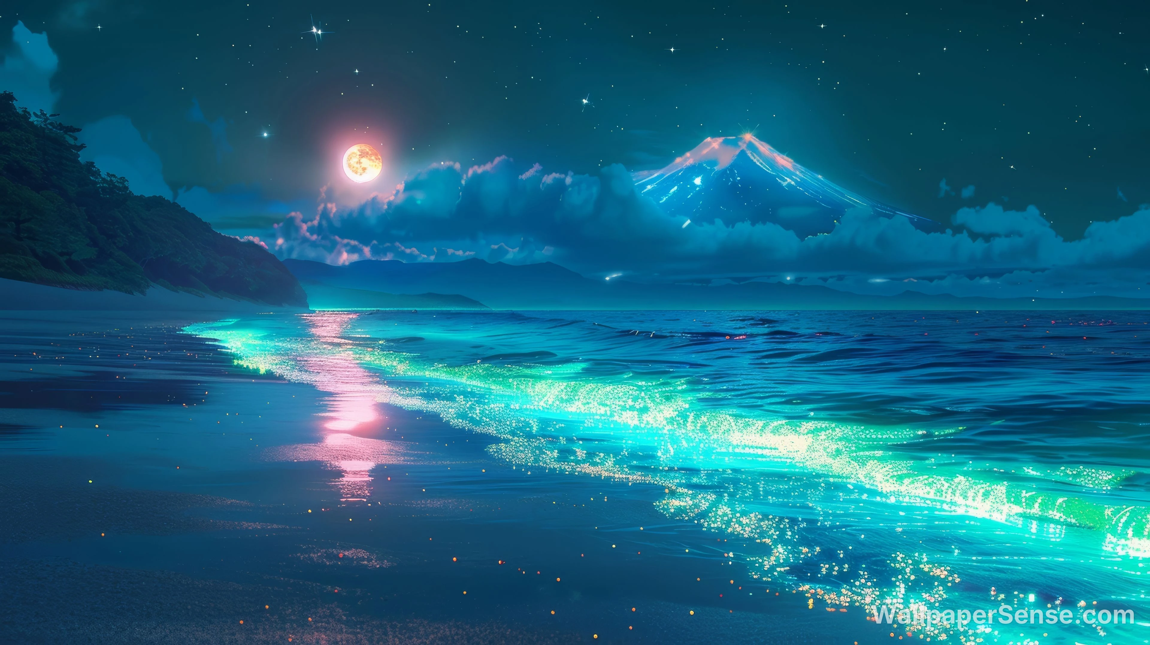 Japonské noční oceánské vlny 8K Ultra HD stěnový papír