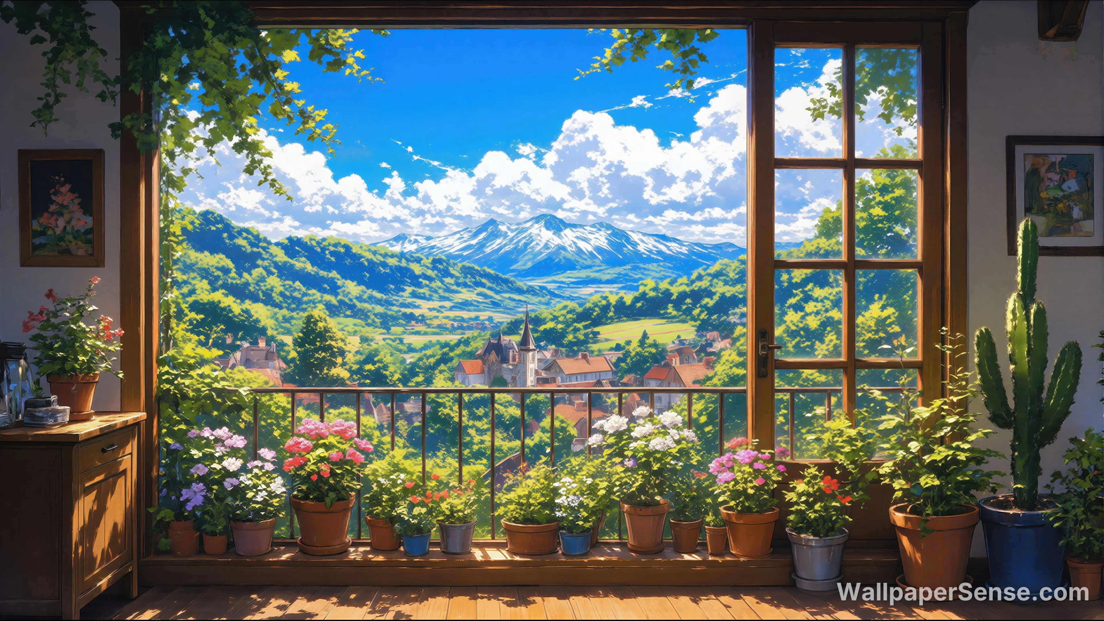 Japonská vesnice a alpská vesnice 8K Ultra HD sbírka pozadí - Japonský zahradní výhled 8K Ultra HD stěncová pozadí
