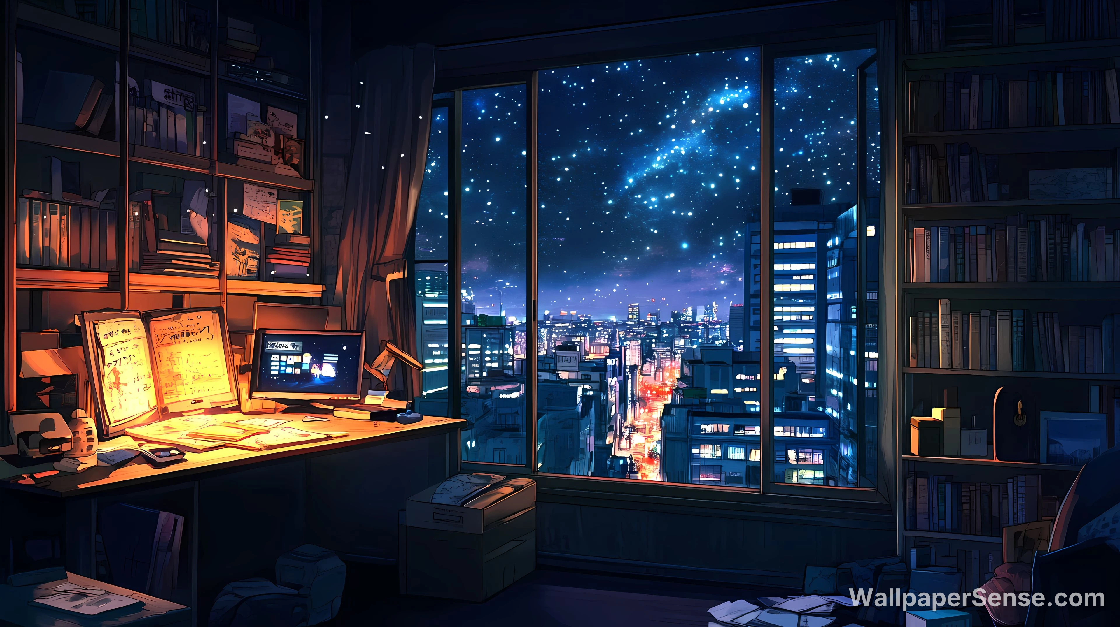 Cyberpunk Cityscape Night Sky 4K Desktop Wallpaper