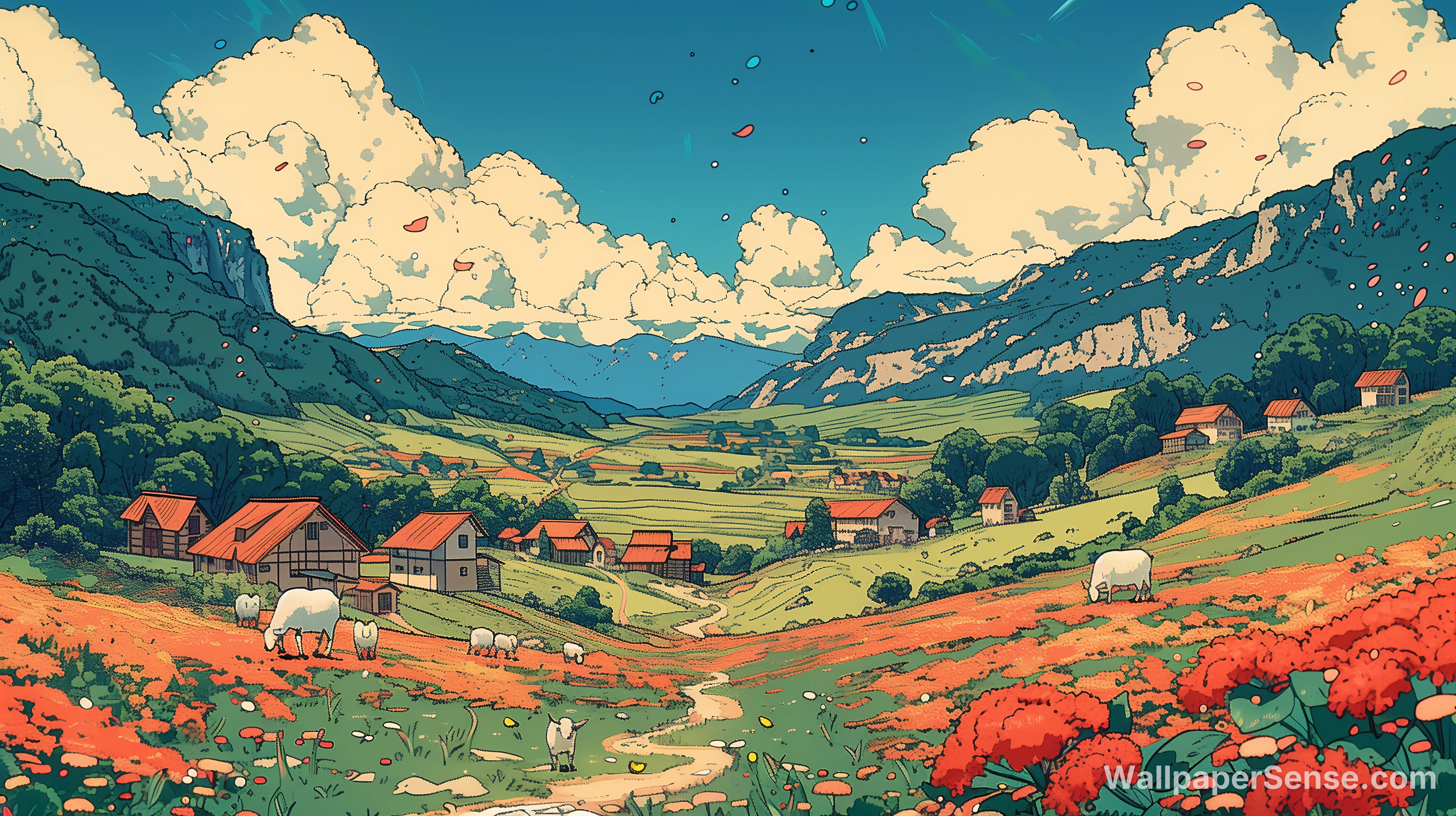 Japanse Alpen-dorp 8K Ultra HD Wallpaperverzameling - Japanse Alpenwoning 8K Ultra HD Desktop Wallpaper