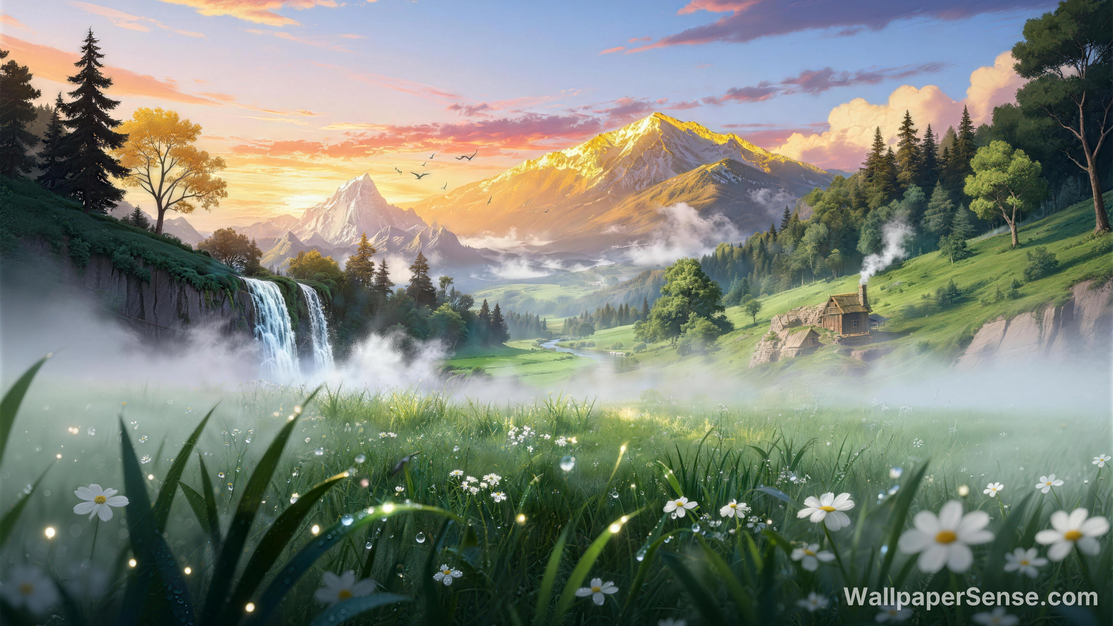Cascade de vallée onirique 8K – Fond d'écran pour ordinateur - Premium wallpaper in 8192x4608 resolution