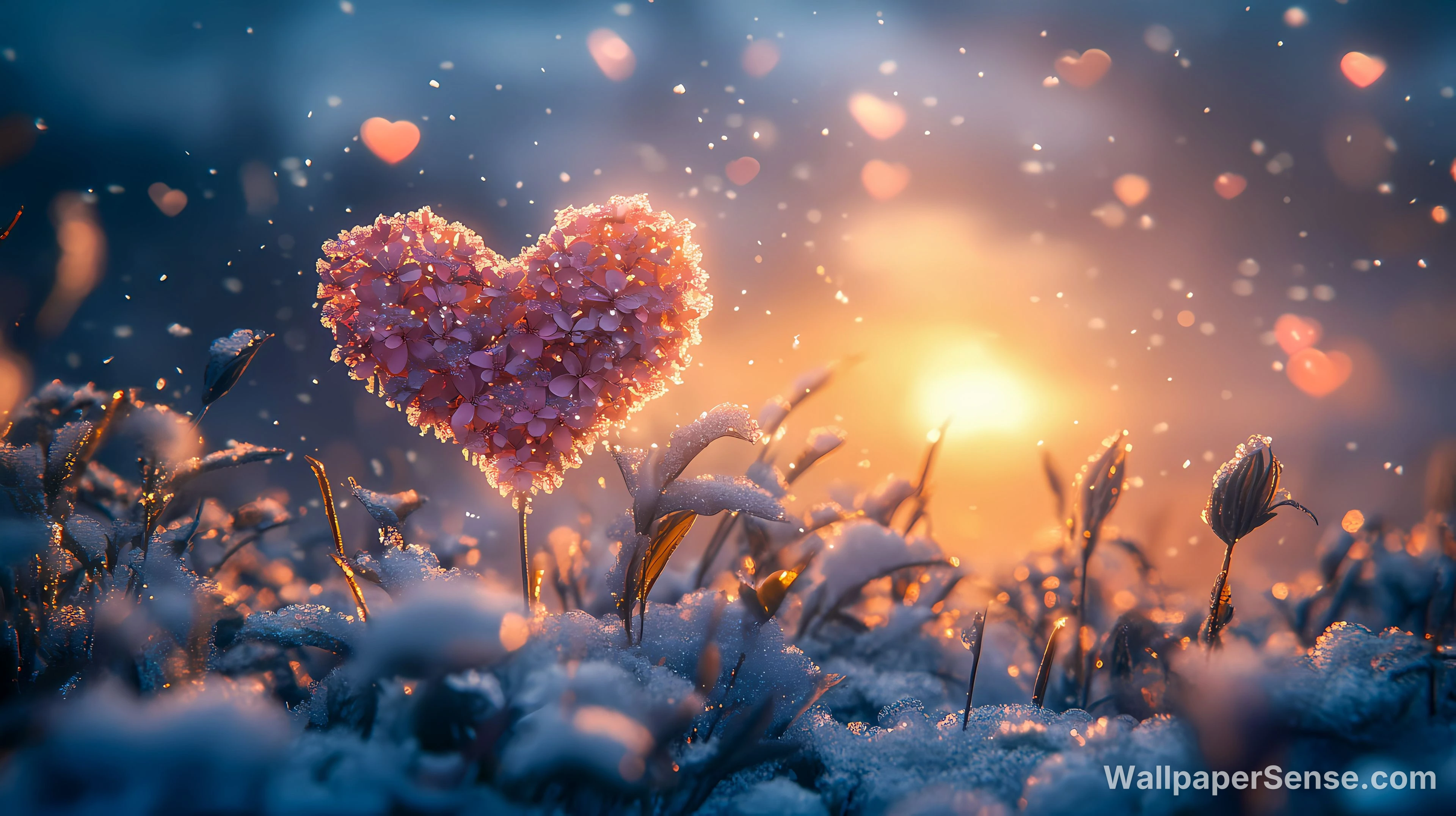 Winter Heart Flower 4K Desktop Wallpaper