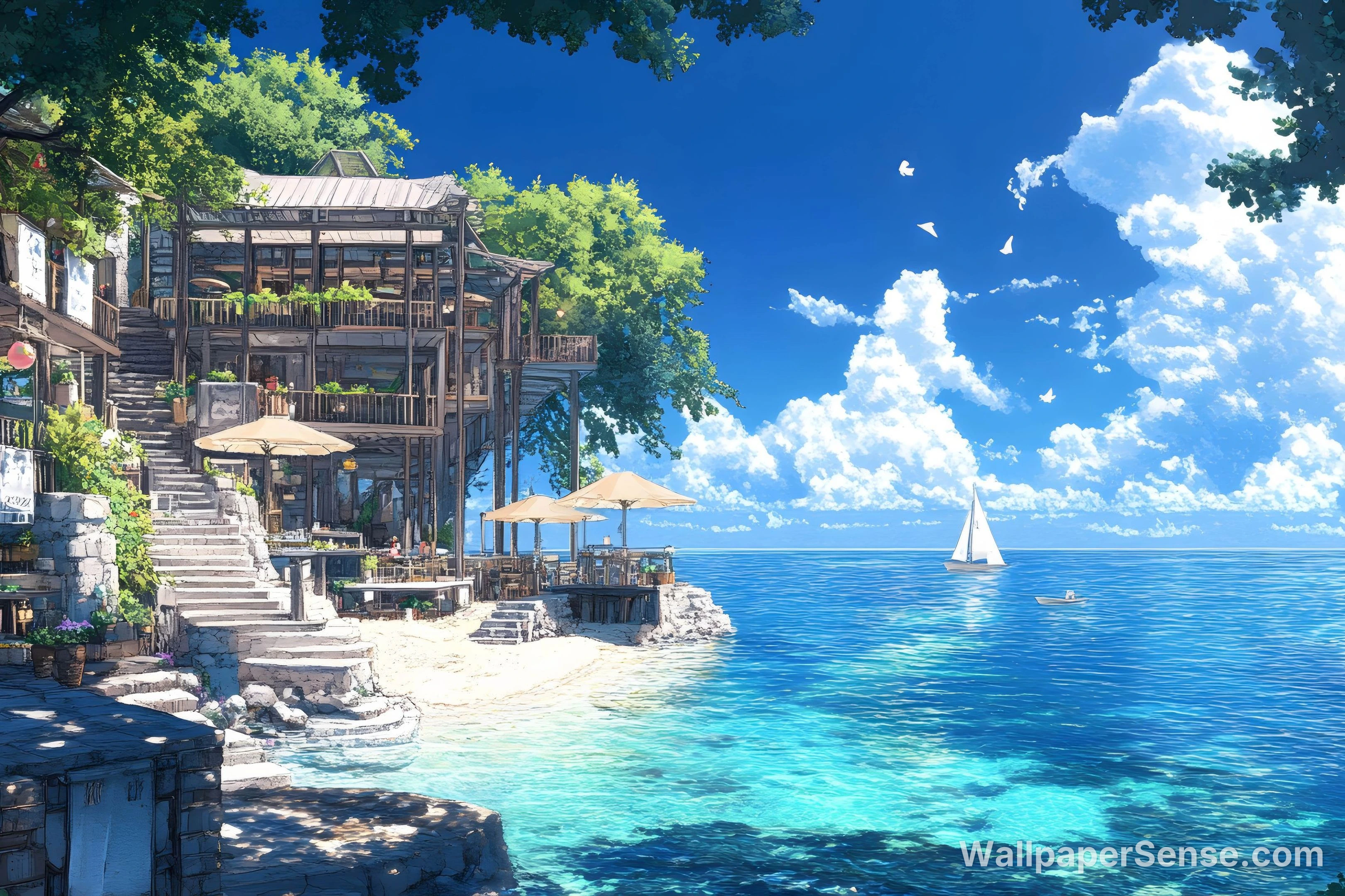 Casa à Beira-Mar no Estilo Japonês – Papel de Parede para Desktop em 8K Ultra HD - Premium wallpaper in 6726x4484 resolution